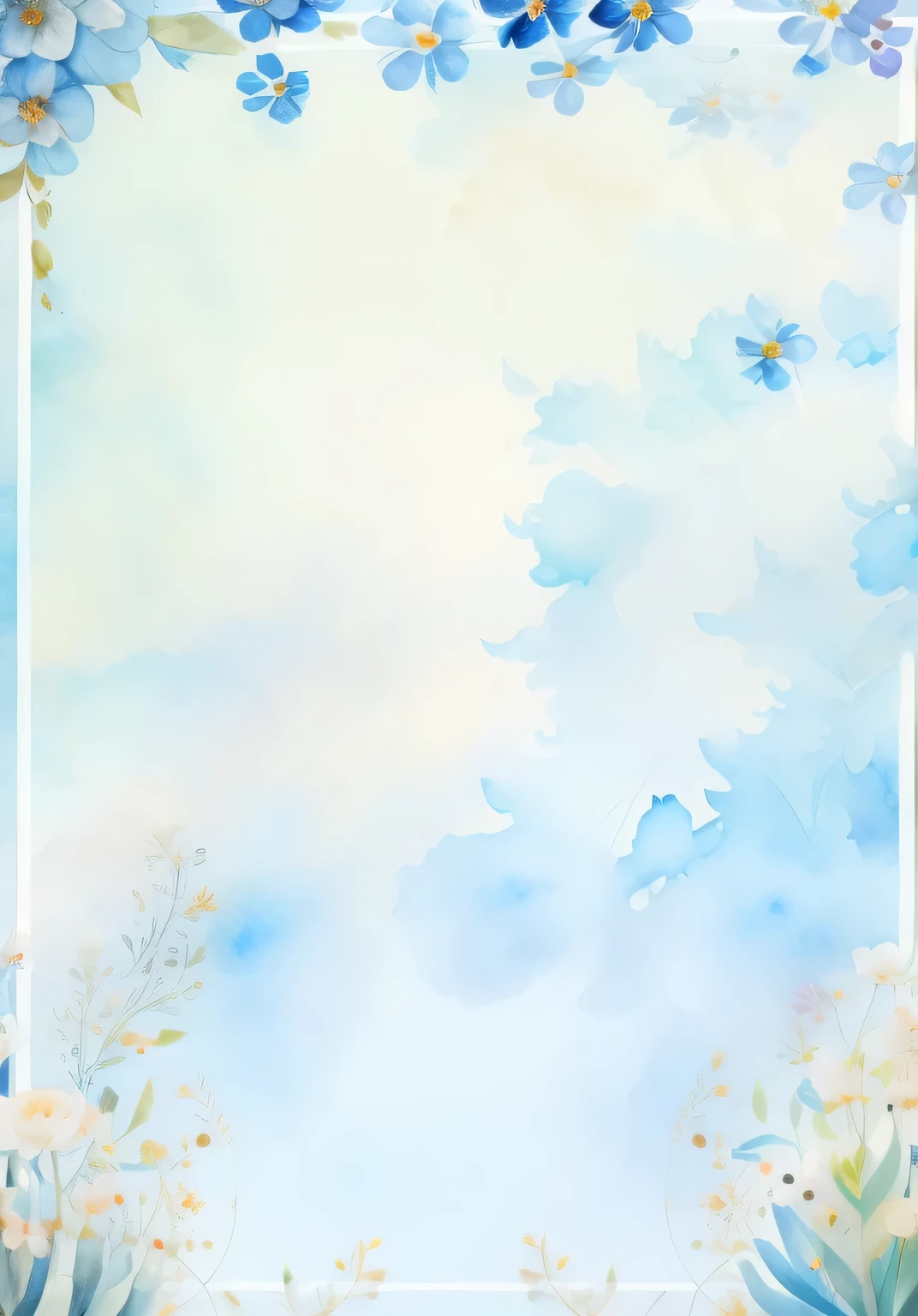 watercolor flower border picture, background art, background and blue, 梦幻floral background, Soft ornate background, soft background, The background is heavenly, floral background, Flower painting background, anime background, Fairy tale style background, watercolor background, Colorful background, plant background, portrait c 1 2. 0, portrait c 12.0