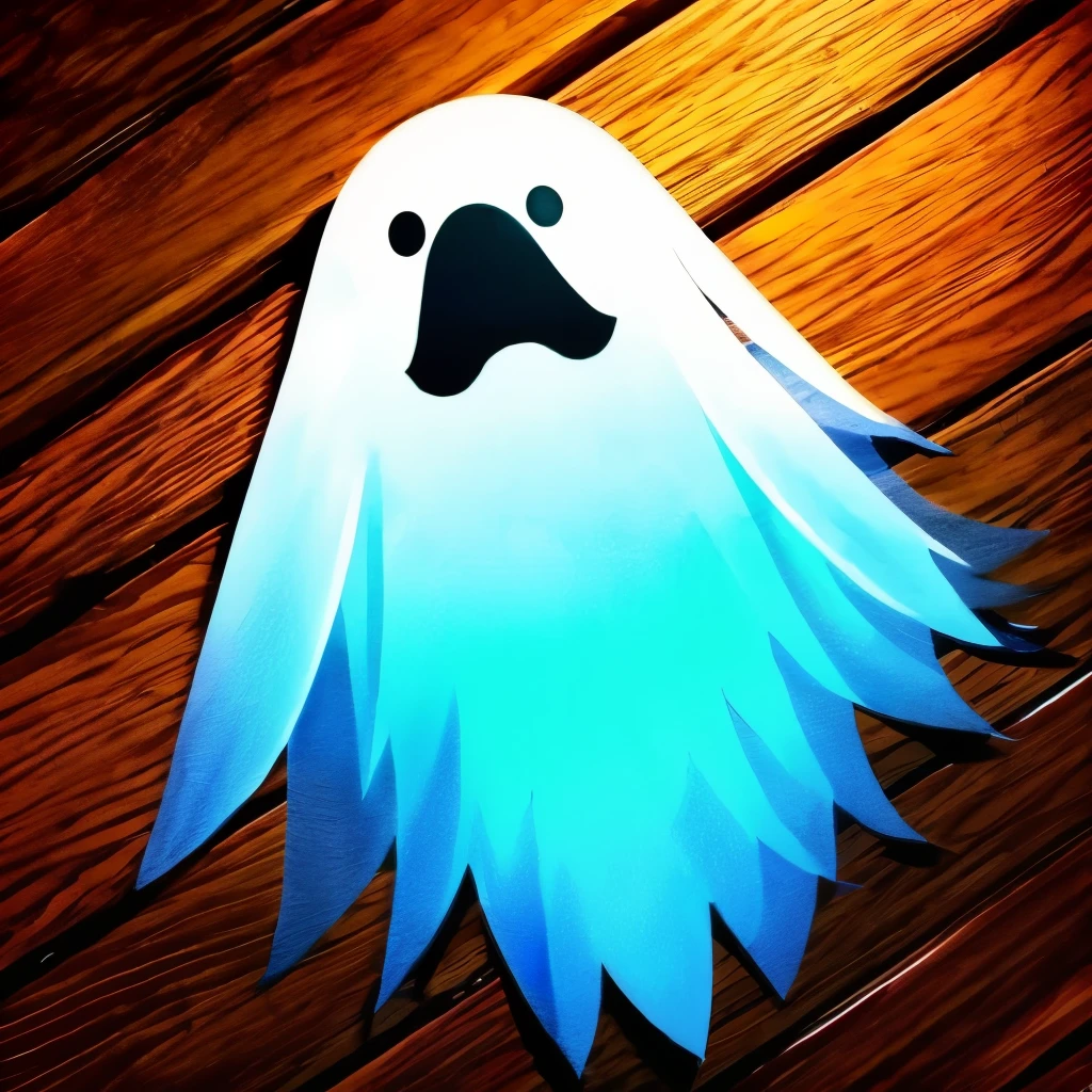 Drawn with a marker、(Cute ghost that shines blue)、full screen size、A ghost is floating with its hands out