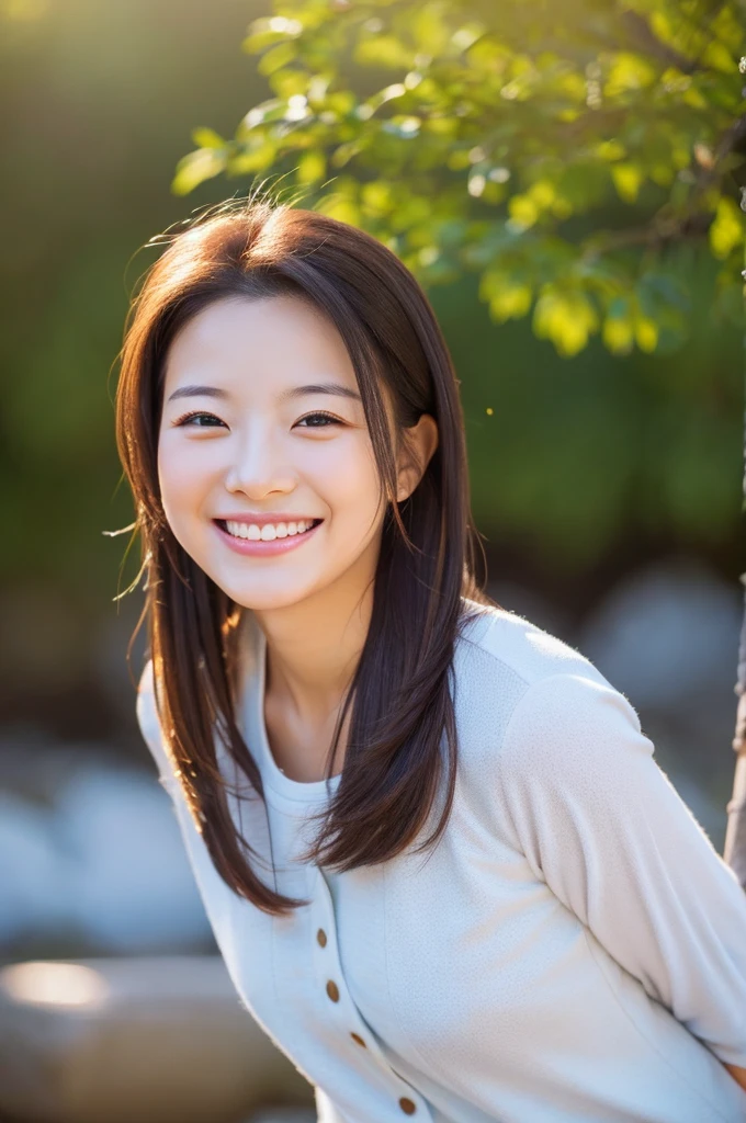 (8K, highest quality, masterpiece: 1.2), Super detailed, super resolution, a beautiful girl, (huge Laughing:1.1), jungle