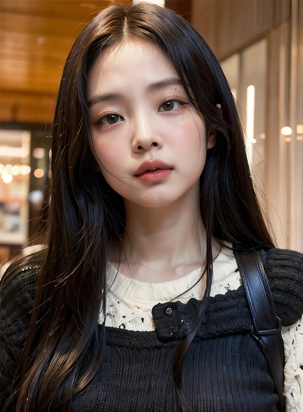 mulher arafada com longos cabelos negros vestindo uma camisa branca e um colete preto, a young Asian woman, soft devil queen cerveja madison, Southeast Asian with round face, detailed face of an Asian girl, imagem de perfil, Louise Zhang, Xision Wu, cerveja madison girl portrait, cerveja madison, an Asian woman, Asian face, imagem de perfil, Asian with long hair Blackpink Jennie, Blackpink, Jennie