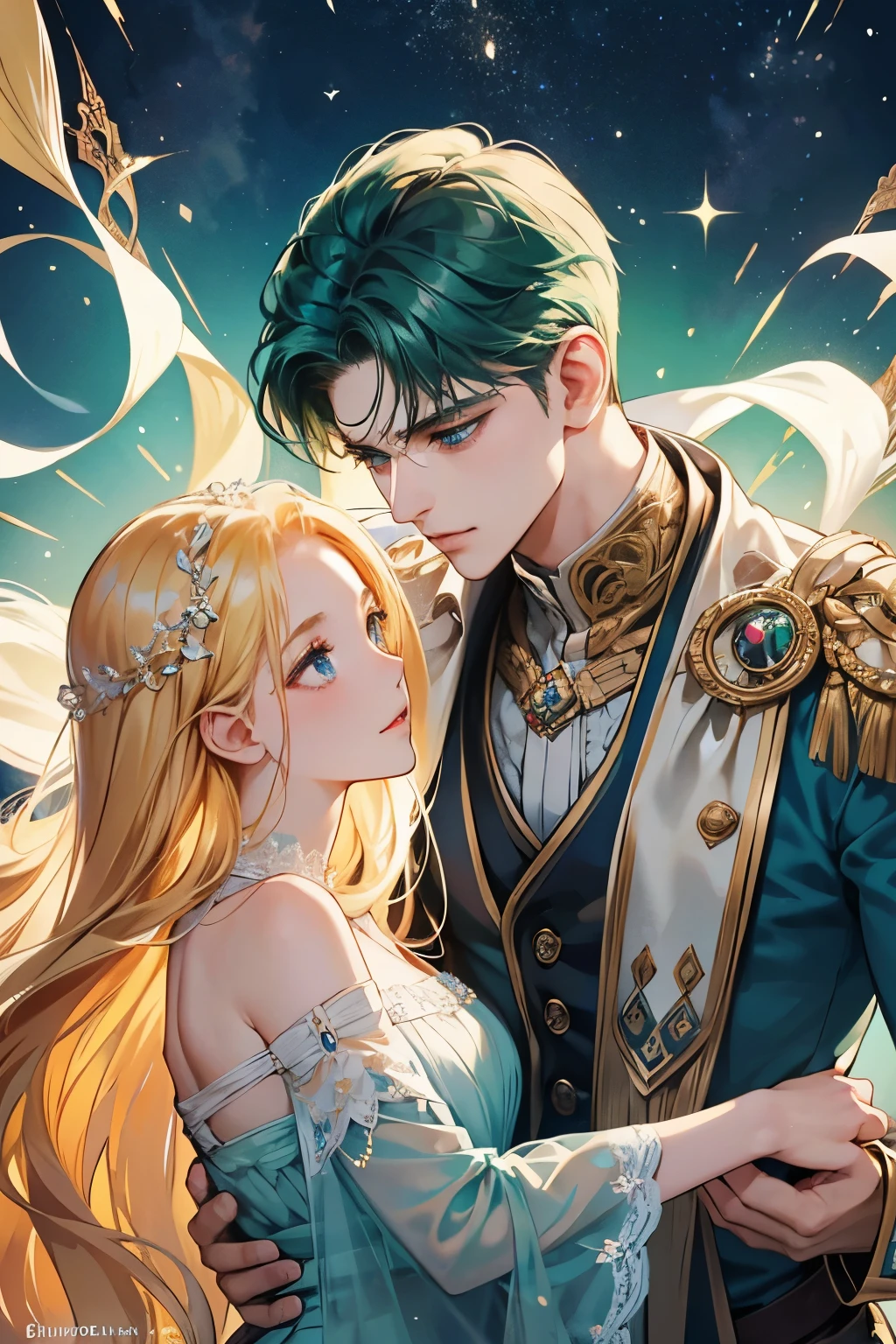 In this enchanting close-up image, the amazing fantasy couple, Sheiloveyousomuch and Amazingsuperbcutebjudvhunjii, are captured in a moment of pure love and passion. Their captivating features are intricately detailed, with Sheiloveyousomuch's radiant, sparkling blue eyes gazing deeply into Amazingsuperbcutebjudvhunjii's mesmerizing, emerald green orbs. Their expressions are filled with intense emotion, their faces glowing with the soft, ethereal light of a thousand twinkling stars.
Sheiloveyousomuch, with her long, silky golden hair cas