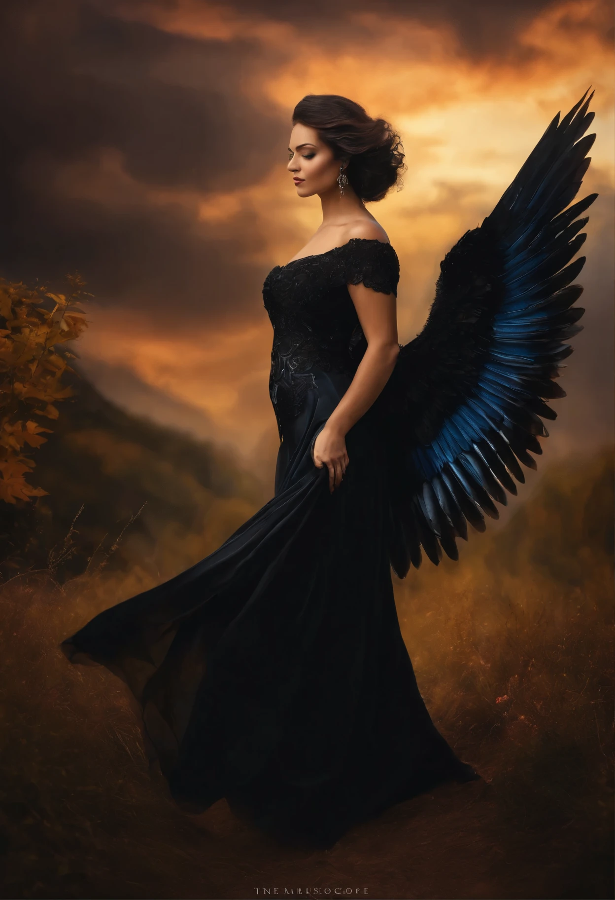 A woman with jet black wings