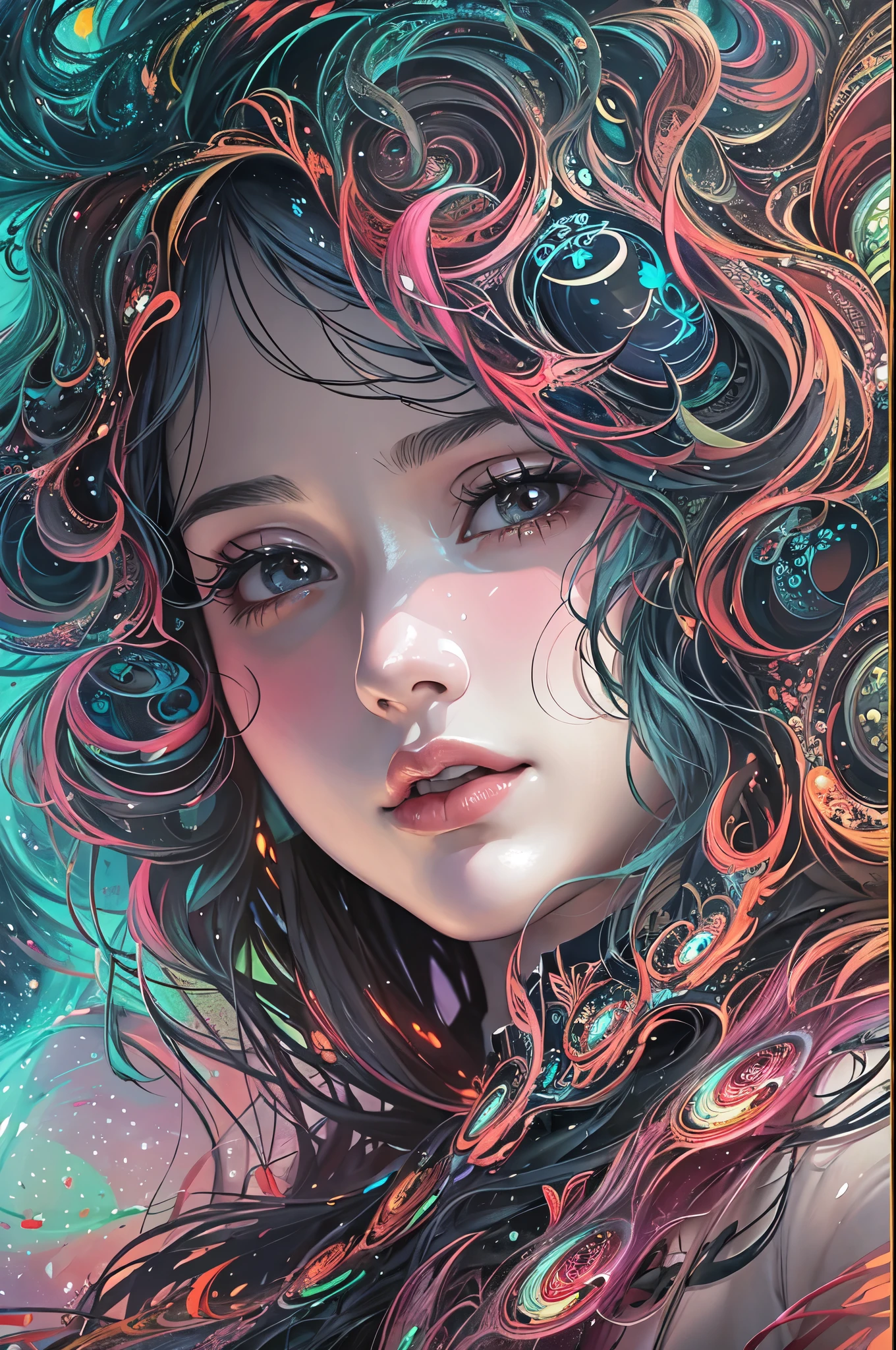 (masterpiece, top quality, best quality, official art, beautiful and aesthetic:1.2), (1girl:1.3), (fractal art:1.3),