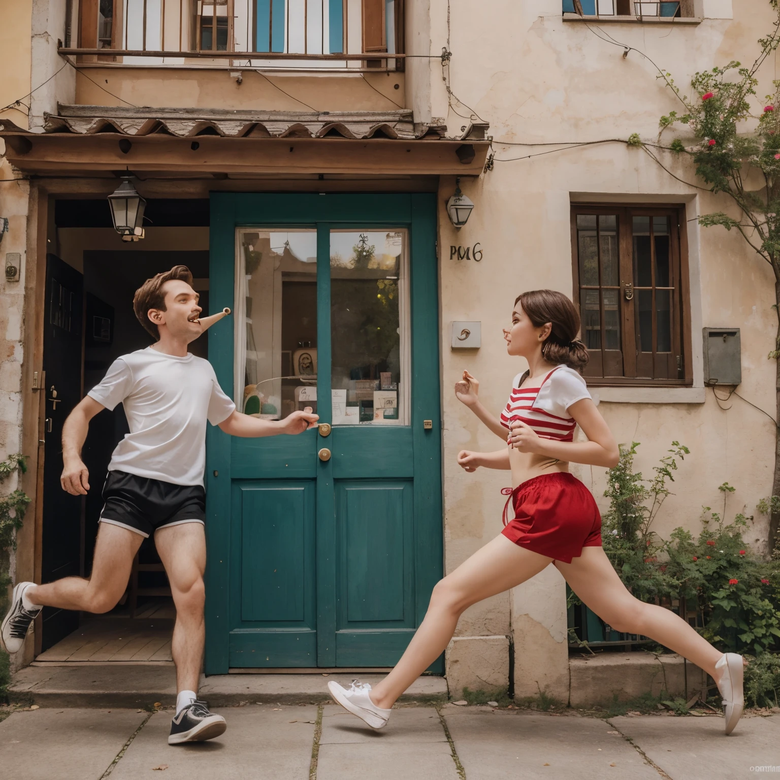 Pinocchio and Pinnochio are skipping towards Malvina