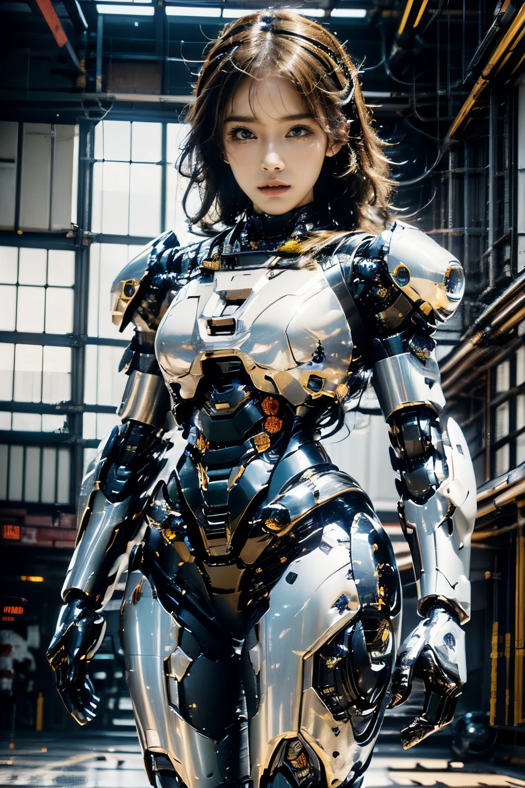 One is dressed in a futuristic suit、Woman in helmet, Mecha cyber armor girl, Armored astronaut portrait , Perfect anime robot woman, female armor, girl wearing robotic suit, cute robot girl, Beautiful girl robot, cosplayer dressed like a crab, Japan, Perfect woman, Portrait anime space cadet girl, beautiful girl