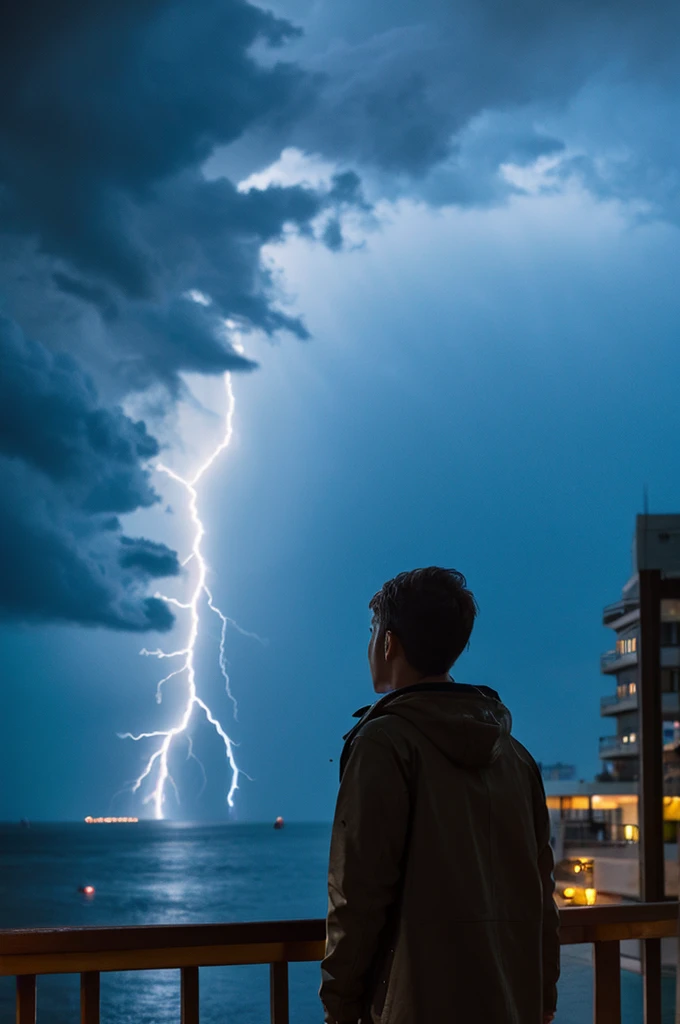 highest quality、The moment when lightning shines、it's raining