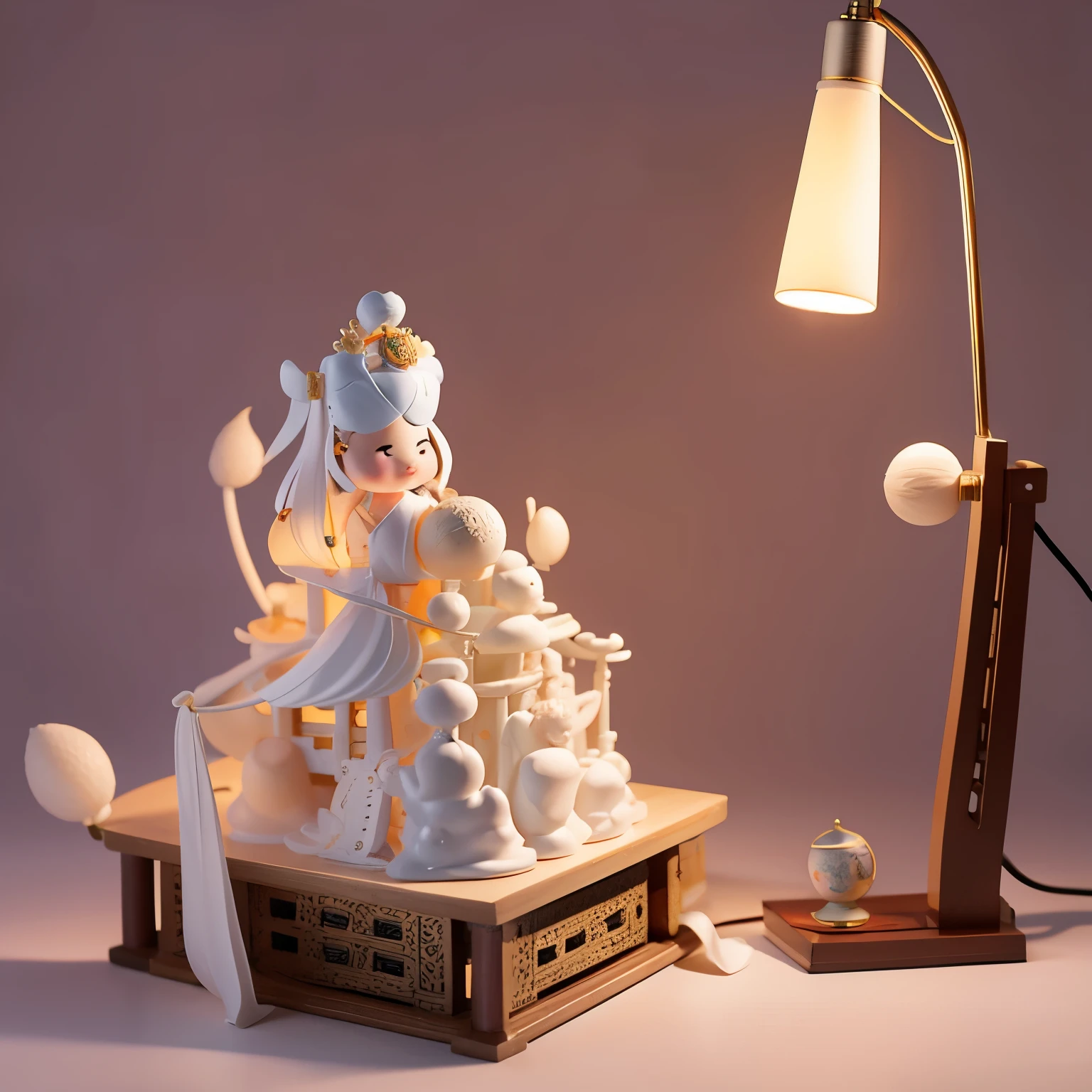 Industrial design desk lamp night light,Tang Sancai Tang Dynasty elements Chinese traditional elements beautiful curved Tang Sancai dolls,White appearance, beautiful lighting, economical appearance and cute appearance
