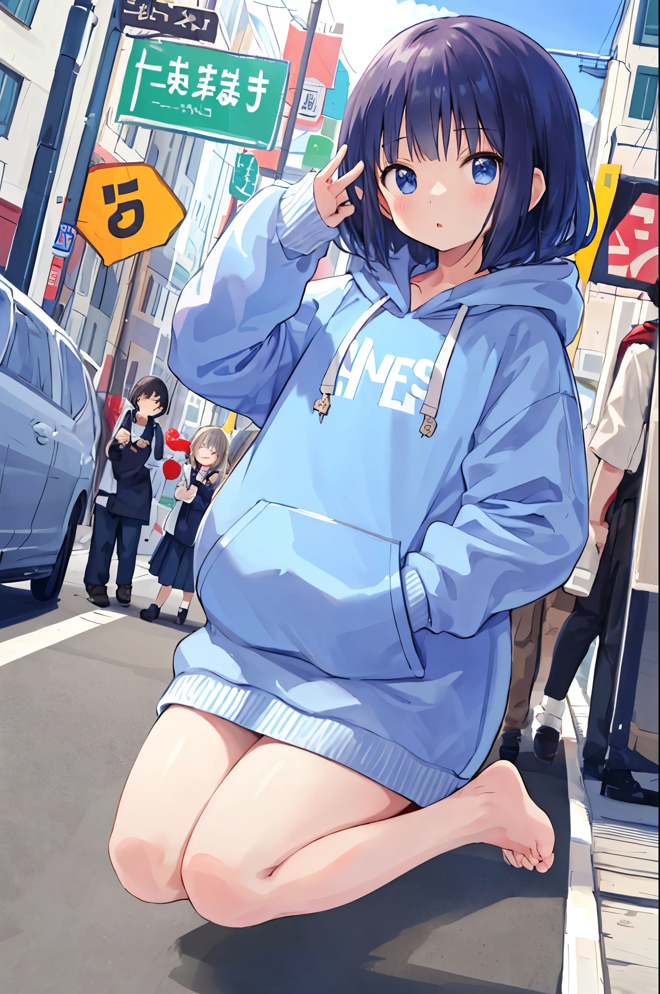 (blue naked hoodie)、short hair、Zip-up、nice、Show off her breasts、Brown Hair、Big Breasts、((Very good))、Milk Crush、city、city内、crowd、Attention、Pussy、Pussy、Lower body naked、Outdoor masturbation、Like before、Pussy汁、Shove your hands into your pockets、Broken、((Open your mouth and get angry))、(Molester)、Double teeth、Being touched by someone、((Men gather))、(Angry)、(Juice dripping from the crotch)