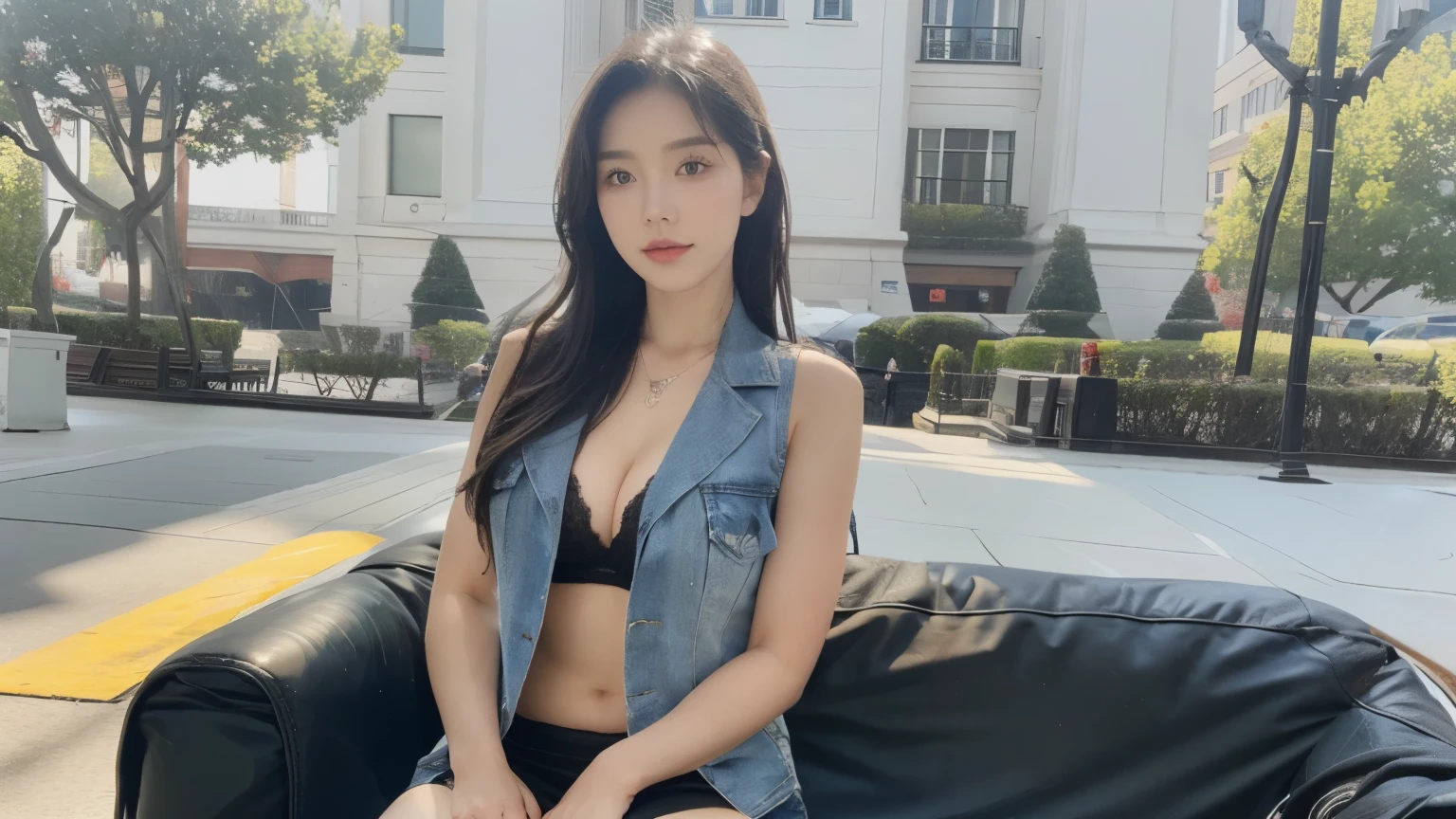 individual,young girl,23 years old, ((Vest)),fine hair, Detailed faces, plump figure, beauty mark,whole body,lol,Sexy breasts,Buttocks ,stand