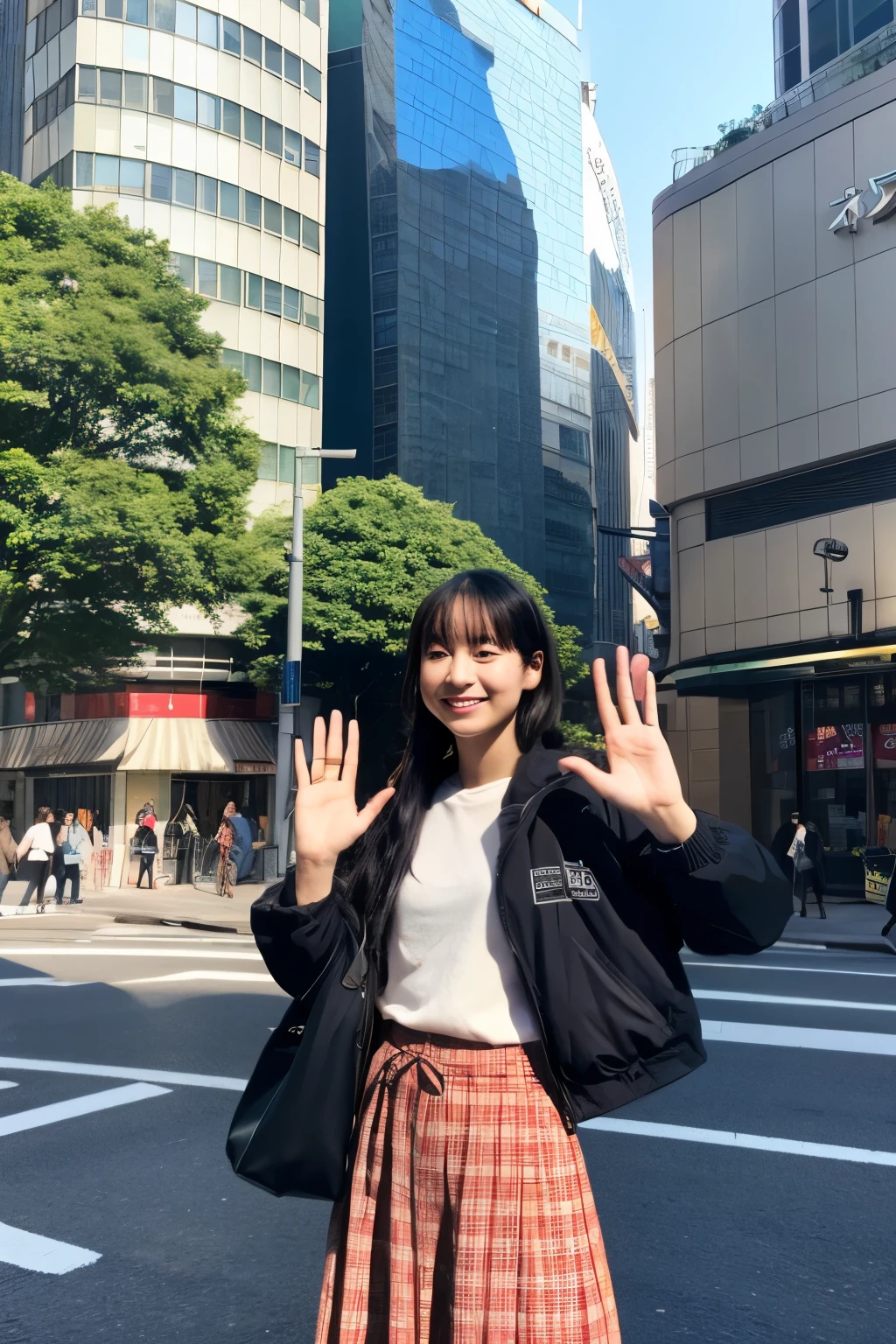 Waving in front of Parco in Shibuya