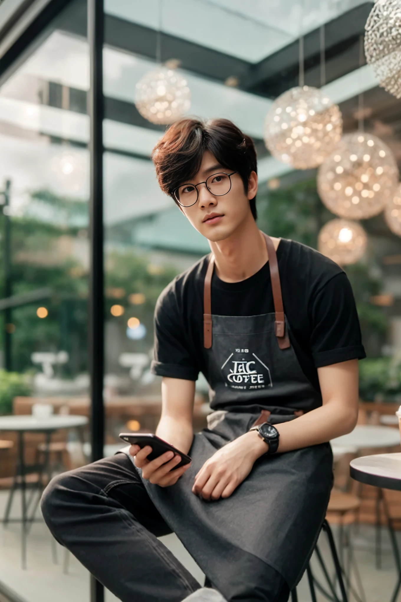 arafed man sitting on a stool with a cell phone, jinyoung shin, mid shot portrait, male ulzzang, inspired by jeonseok lee, profile picture, inspired by Kim Eung-hwan, headshot profile picture, professional profile picture, south korean male, taejune kim, inspired by Joong Keun Lee, high quality portrait, cai xukun