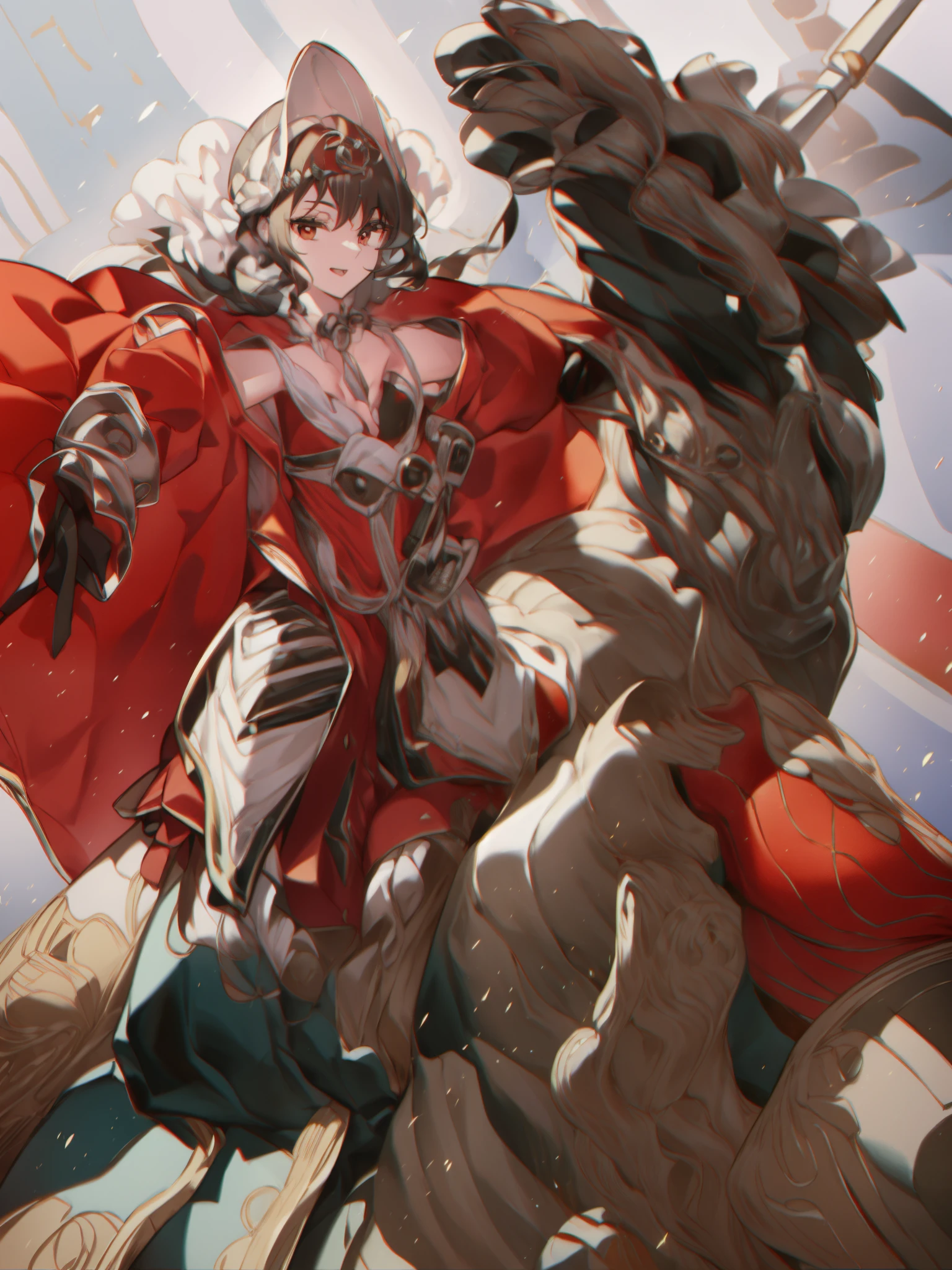 (best quality,4k,8k,highres,masterpiece:1.2),ultra-detailed,(realistic,photorealistic,photo-realistic:1.37),full-bodied, A horseman with a red cape,representing Alpha Dog,Warhorse,Zhao Yun,painted by Yang Jie,Sun Wukong,great warriors yiqiang and shurakrgt,Guan Yu,fictional warrior,painted by Zhu Lian,by Qu Leilei,Chinese samurai,silver armor and red clothing,created by Yang Borun,in the style of G Liulian, Ma Chao,rider