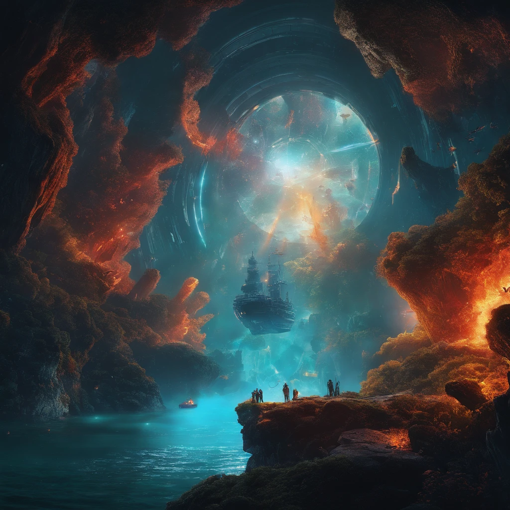 (best quality,highres,ultra-detailed,realistic,HDR,studio lighting,vivid colors,landscapes,portraits,sci-fi,concept artists,star war),a breathtaking landscape scene with a realistic depiction of a sci-fi world inspired by the concept artists of Star Wars. The scene is filled with stunning details and vibrant colors, showcasing the beauty and grandeur of the otherworldly setting. The landscape features vast mountains and towering cliffs, with a unique combination of futuristic architecture and natural elements. The studio lighting enhances the depth and realism of the scene, casting dramatic shadows and highlighting the intricate details of the world. The colors are vivid and dynamic, with a wide range of hues and tones that create a visually captivating experience. The overall atmosphere is both awe-inspiring and immersive, inviting viewers to explore and immerse themselves in this sci-fi masterpiece.