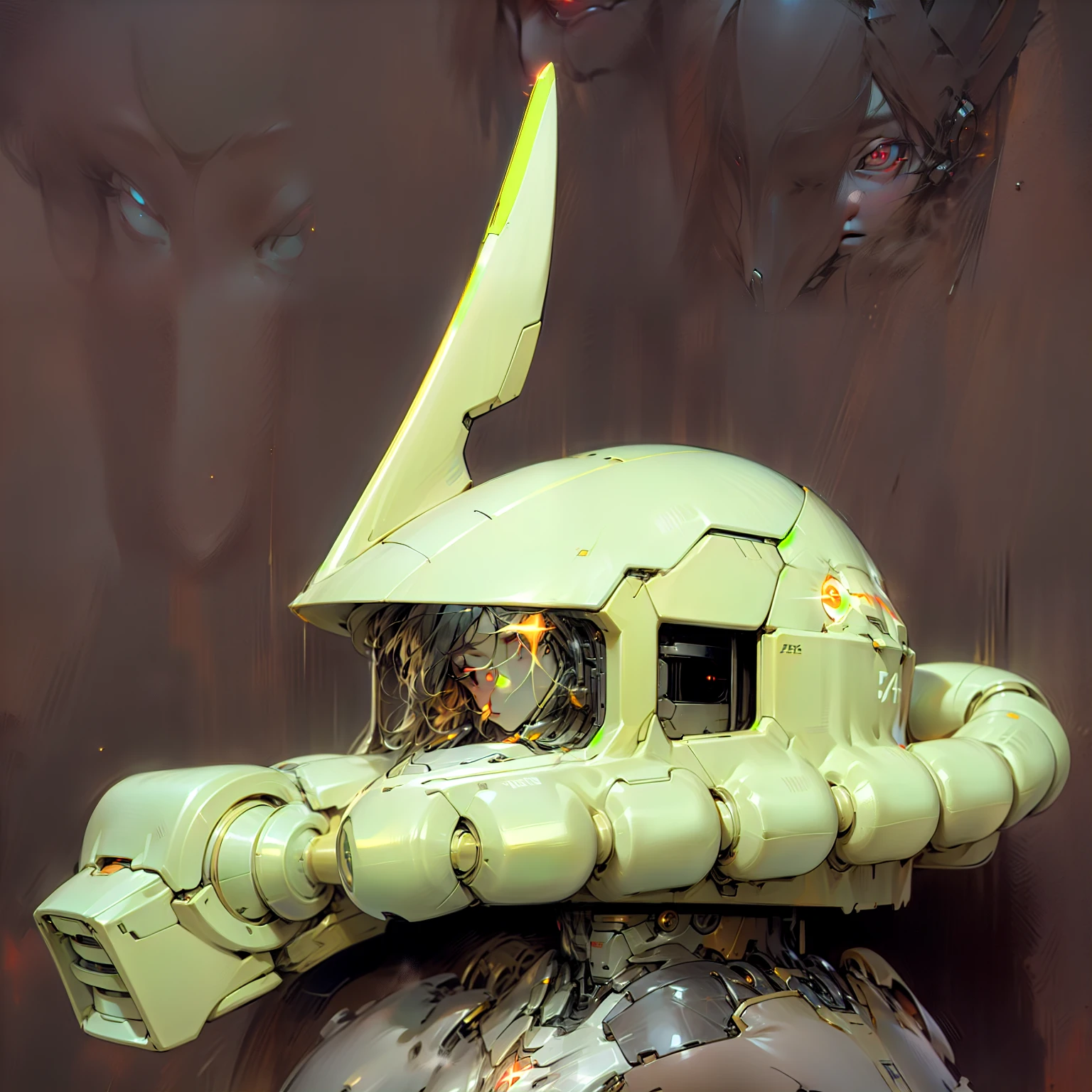 muste piece、8k , High resolution、Robot's head:1.5, round pipe、Oral tube、(One glowing red eye:1.5)、SF, reality, Mecha, ((metallic luster:1.5))、countless detailed notes、outer space,