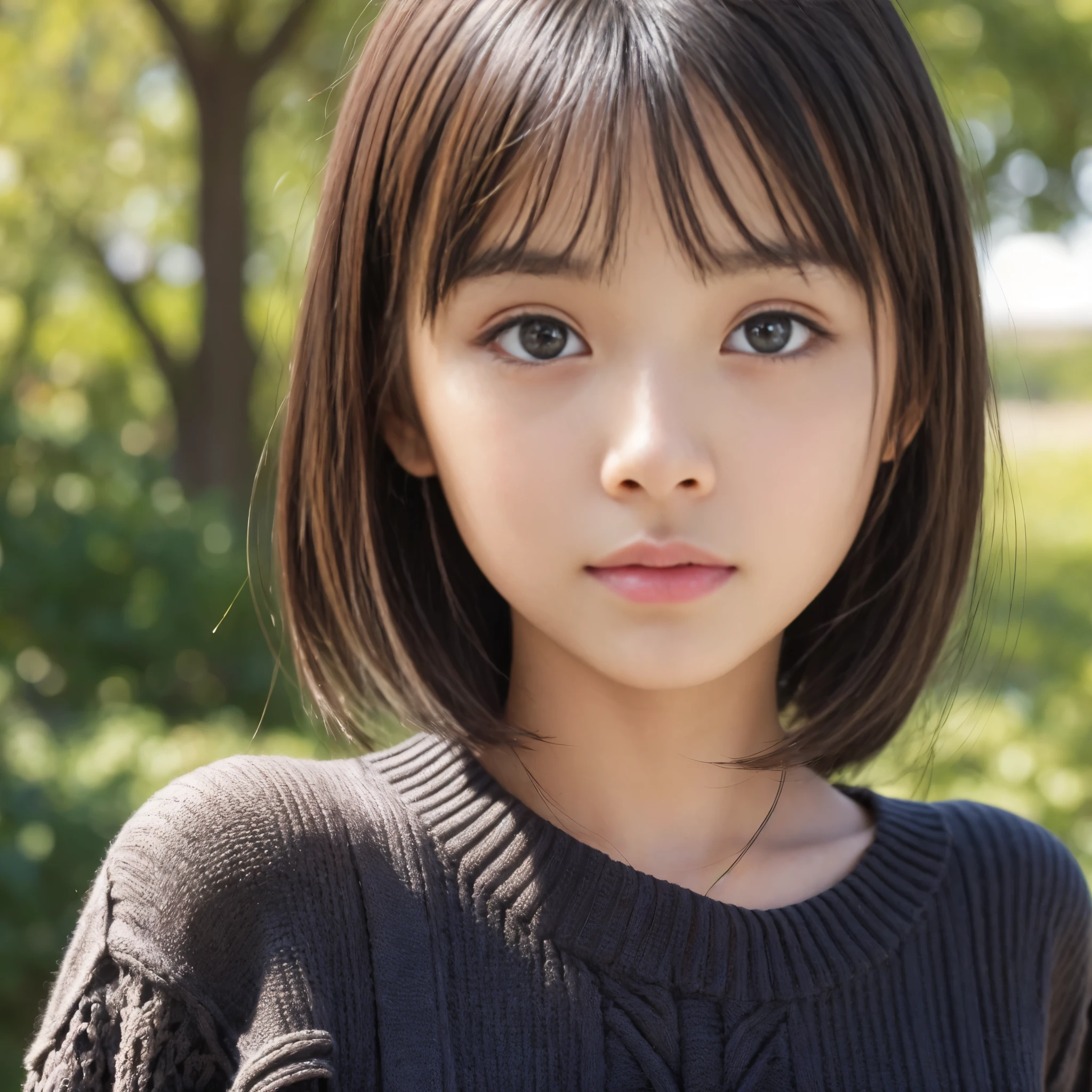 ((highest quality, masterpiece, ultra high resolution, (realistic:1.4), Raw photo, very detailed, perfect anatomy)), 1 girl, 12 years old, most popular japanese idols, Very cute face like the most famous Japanese idol, very beautiful big black firm eyes, very beautiful black hair shortcut, very beautiful lips, very beautiful long eyelashes, (very beautiful real skin, wearing only loose sweaters, portrait, selfie