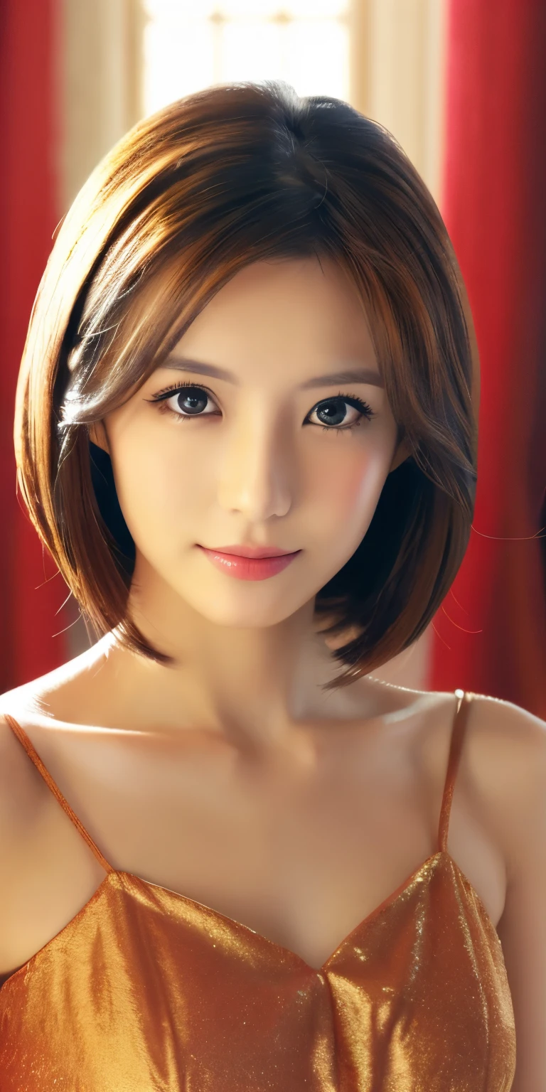 masterpiece、highest quality、High resolution、table top、wallpaper、realistic、bright lighting、professional lighting、face light、smooth lighting、japanese woman、adult、Beautiful woman、action、gravure、sexy、poor、super beautiful、beautiful skin、beautiful and detailed eyes、detailed face、slim、Moderately、short hair、brunette colored hair、brown eyes、look at the camera、Let's play the violin、