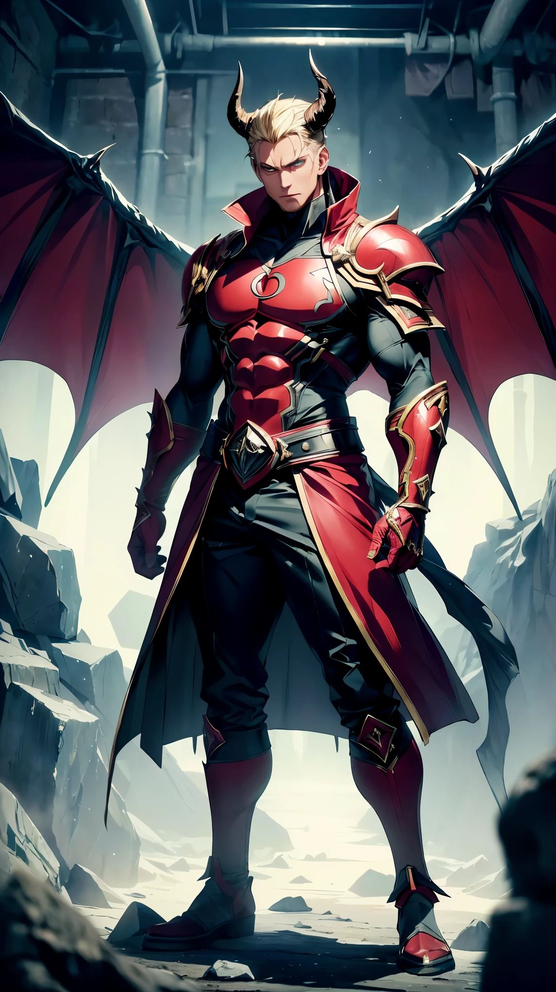 (8k, RAW photo, 最high quality, masterpiece:1.2), High-definition RAW color photo, Professional photo shoot, cinematic light, RPG design, dark fantasy graphics, devil型モンスター, (((greater demon))), ((full body shot)), (devil, big body), GREATER DEMON, ((A huge body wrapped in a pale aura., magic resistance, devilの持つ魔力:1.2, rich experience)), 威圧的なdevil, big wings, devilの羽根, sharp nails, fantasy art, ((Underground dungeon background, stone dungeon, labyrinth)), dim lighting, film grain, background bokeh, high quality, surreal, ((very detailed, photo shoot)),