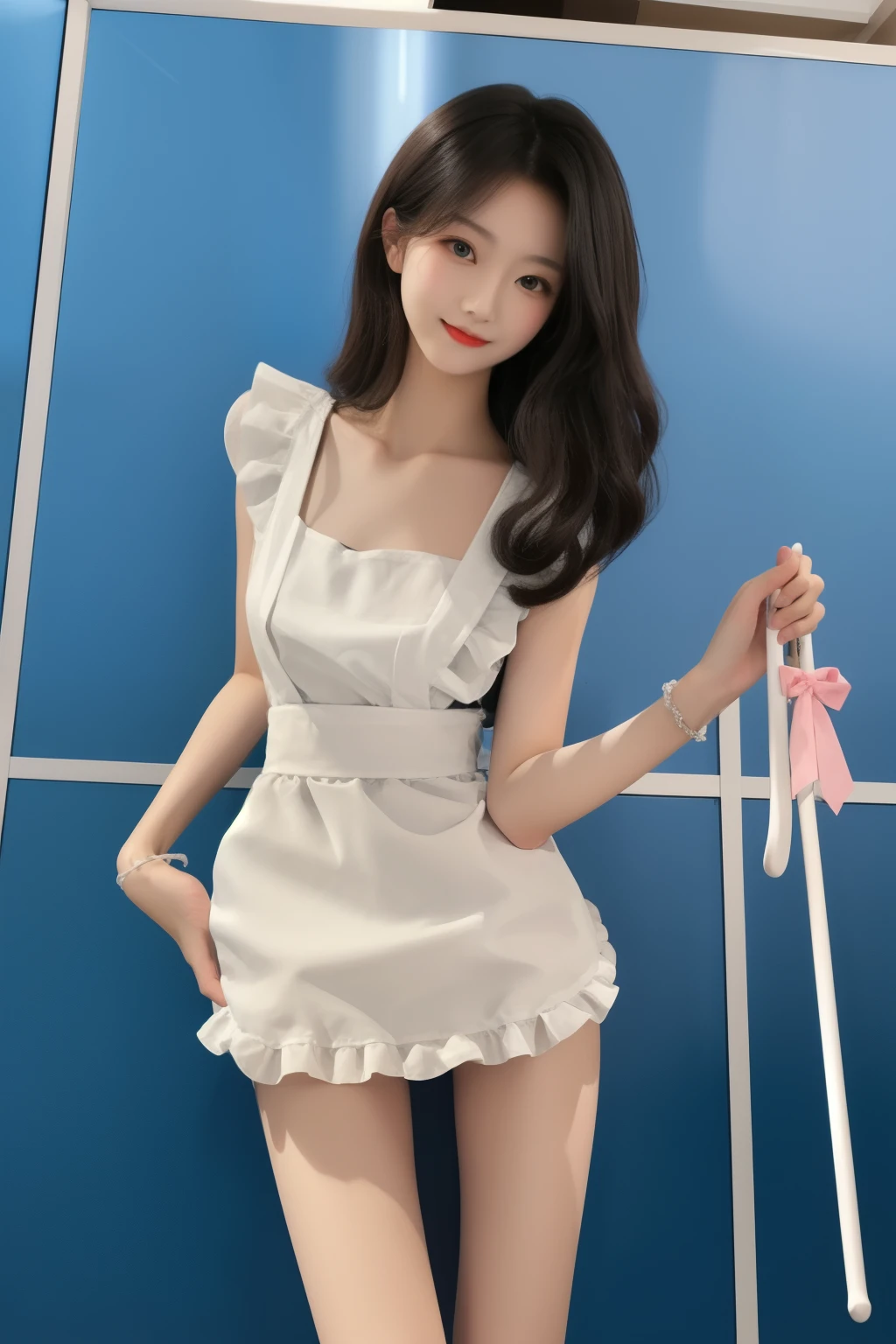 araffed asian woman in a white skirt holding a white umbrella, maid outfit, Sleek white skintight suit, cute and adorable, frilly clothing, cat boy role play! maid! skirt, cute core, maid skirt, Little cute, y 2 k cute core clowncore, 1 8 yes, Cute and cute, gorgeous maid, The complete theme is shown in the photo