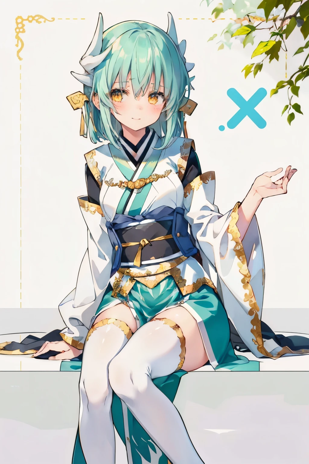 Faithful dog, Kiyohime the puppy, 1 girl, alone, stop, blush, sitting, open your mouth, wag the tail,  arrogant expression, domineering smile, shy、blush、whole body from head to toe、Composition from slightly below、alone, beautiful face、double piece