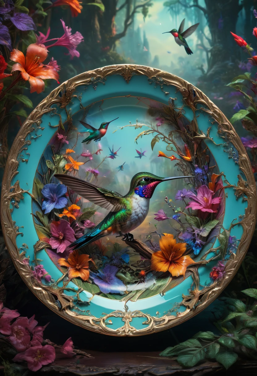 Pixel art, Hummingbird, shadow play, in candyland, dark fantasy concept art, (best quality, masterpiece, Representative work, official art, Professional, Ultra intricate detailed, 8k:1.3)