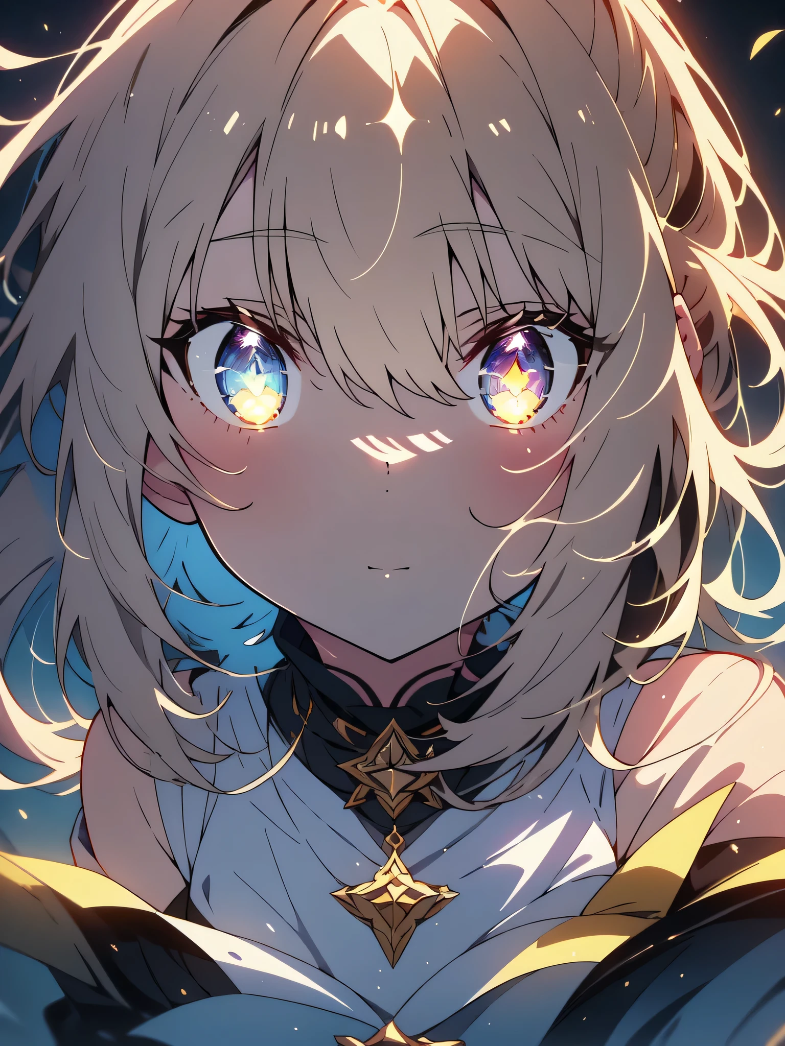 masterpiece, highest quality, ((((1 girl)))), (colorful),(Finely drawn beautiful eyes and detailed face),cinematic lighting,Highly detailed CG Unity 8k wallpaper, null, cloudy_null, building, moonlight, moon, night, (dark theme:1.3), light, fantasy, ((heterochromia iris)) ((brown hair)),beautiful anime