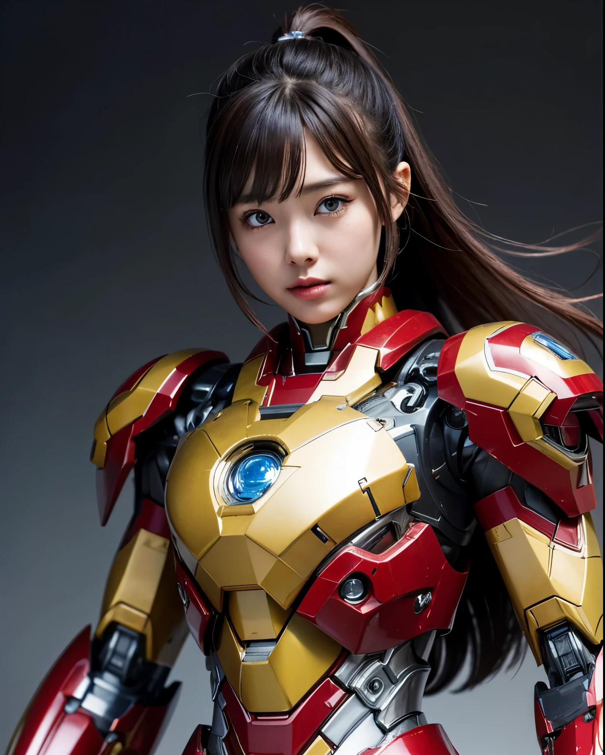  Super detailed, advanced details, high quality, 最high quality, High resolution, 1080p, hard disk, beautiful,(iron girl),beautifulサイボーグの女性,Mecha cyborg girl,battle mode,Mecha body girl,she&#39;s wearing iron man mecha,front