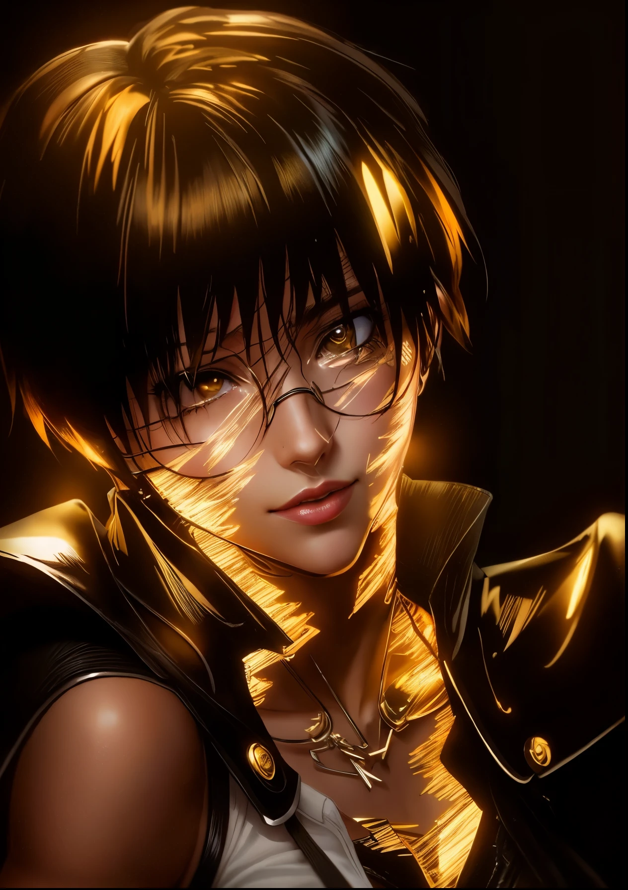 arafed image of a sexy couple posing together in a window, seductive tifa lockhart portrait, tifa, tifa lockhart, tifa lockheart, tifa lockhart portrait, glamorous tifa lockheart, portrait of tifa lockhart,scars on her face,tifa lockhart with Black and gold hair, range murata and artgerm, 8k high quality detailed art