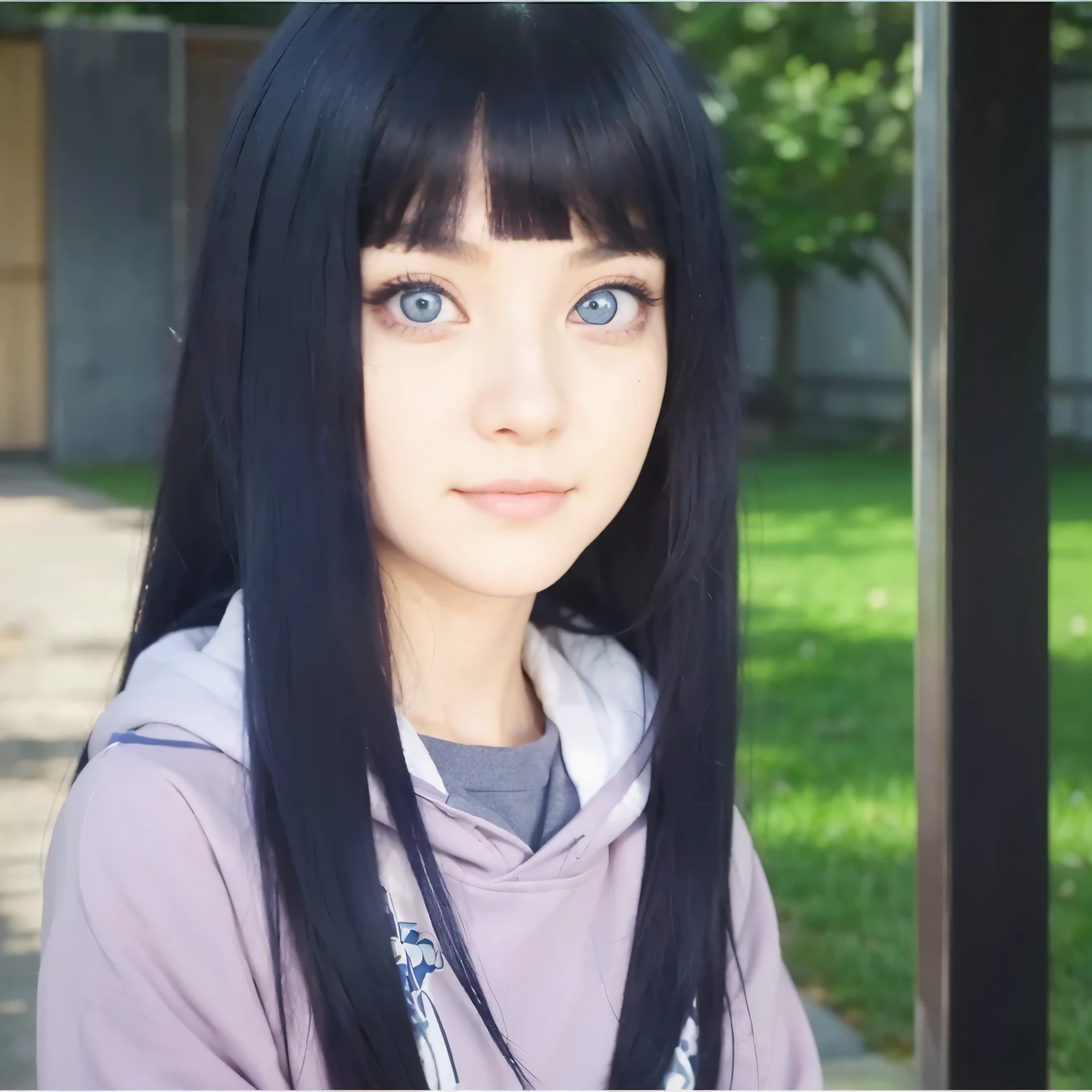 anime girl with long black hair and blue eyes in front of a house, hinata hyuga, hinata hyuga from naruto, as an anime character, kimi takemura, from naruto, inspired by Kusumi Morikage, misato katsuragi, sui ishida with black hair, kotegawa yui, inspired by Kamisaka Sekka, (highly detailed face:1.4) (smile:0.7) (background inside dark, moody, private study:1.3) POV, by lee jeffries, nikon d850, film stock photograph ,4 kodak portra 400 ,camera f1.6 lens ,rich colors ,hyper realistic ,lifelike texture, dramatic lighting , cinestill 800