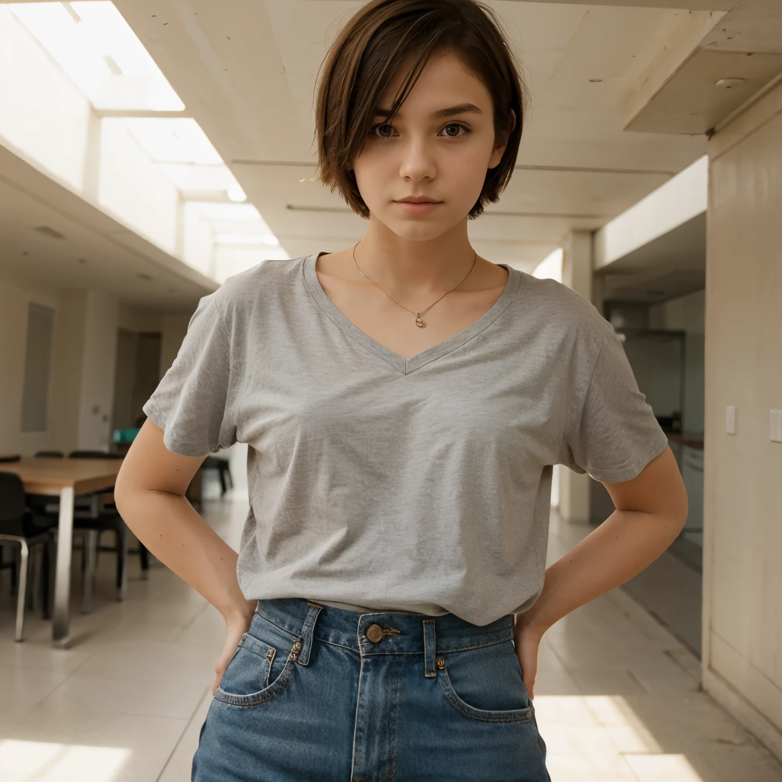 dressed, (photo realistic:1.4), (hyper realistic:1.4), (realistic:1.3), (smoother lighting:1.05), (increase cinematic lighting quality:0.9), 32K, 1girl,20yo girl, realistic lighting, backlighting, light on face, ray trace, (brightening light:1.2), (Increase quality:1.4), (best quality real texture skin:1.4), finely detailed eyes, finely detailed face, finely quality eyes, (tired and sleepy and satisfied:0.0), face closeup, t-shirts, (Increase body line mood:1.1), (Increase skin texture beauty:1.1)