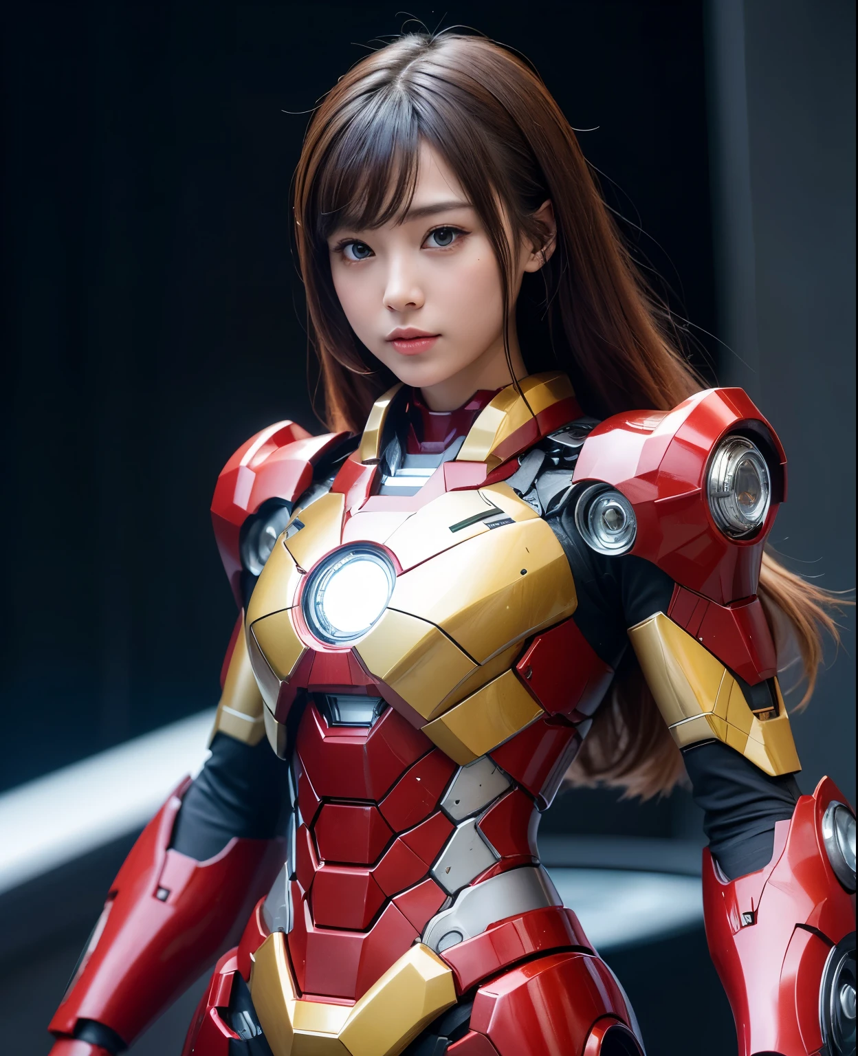  Super detailed, advanced details, high quality, 最high quality, High resolution, 1080p, hard disk, beautiful,(iron girl),beautifulサイボーグの女性,Mecha cyborg girl,battle mode,Mecha body girl,she&#39;s wearing iron man mecha,front