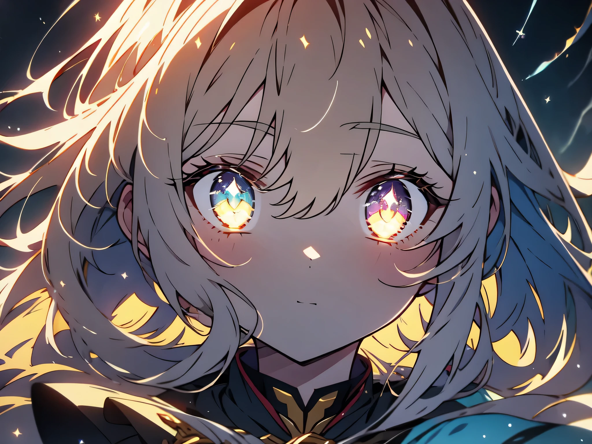 masterpiece, highest quality, ((((1 girl)))), (colorful),(Finely drawn beautiful eyes and detailed face),cinematic lighting,Highly detailed CG Unity 8k wallpaper, null, cloudy_null, building, moonlight, moon, night, (dark theme:1.3), light, fantasy, ((heterochromia iris)) ((brown hair)),beautiful anime