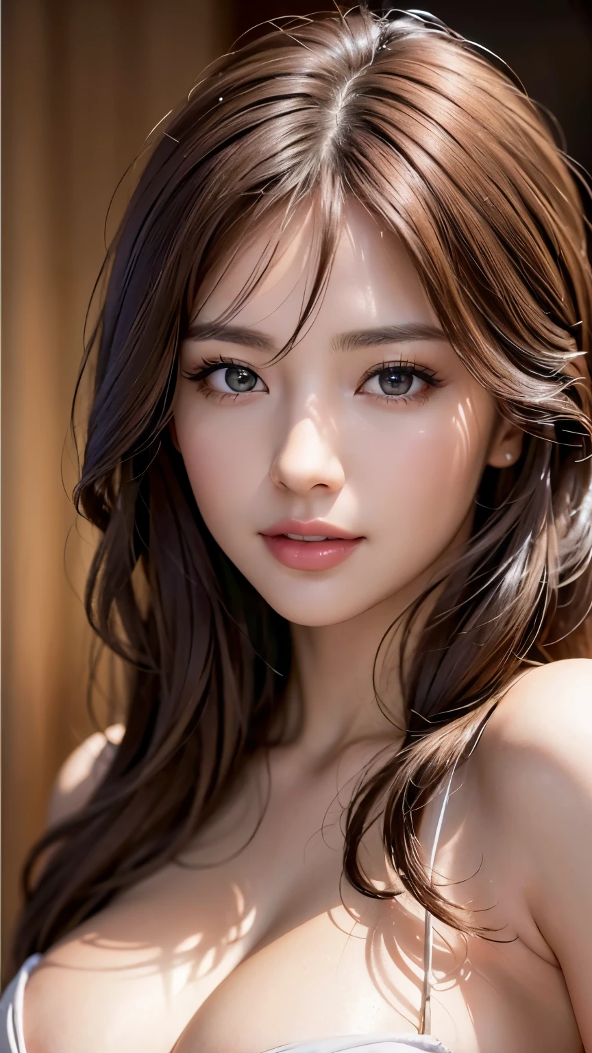 (realistic,photorealistic:1.37),super detailed,Faithfully reproduces the face of the most reproduced Italian woman,detailed and beautiful eyes,dense and beautiful lips,long eyelashes,(highest quality,4k,8k,High resolution,masterpiece:1.2),Ultra-fine painting,portrait,Professional,HDR,Bright colors,studio lighting,Physically based rendering,Italian model,sexy images,sensual pose,gorgeous features,perfect skin,expressive eyes,enchanting smile,impressive beauty,a fascinating presence,seductive charm,to attract attention,eye-catching,Looks great in photos,high fashion,perfect makeup,italian fashion,sophisticated style,colorful background,gorgeous atmosphere,soft natural light,lush composition,delicate brushstrokes,perfect details,lifelike,Subtle shading,rich tone,beautifully captured,amazing technique,cinematic quality,Powerful depiction,artistic interpretation、smile、cleavage、((((not wearing clothes))))