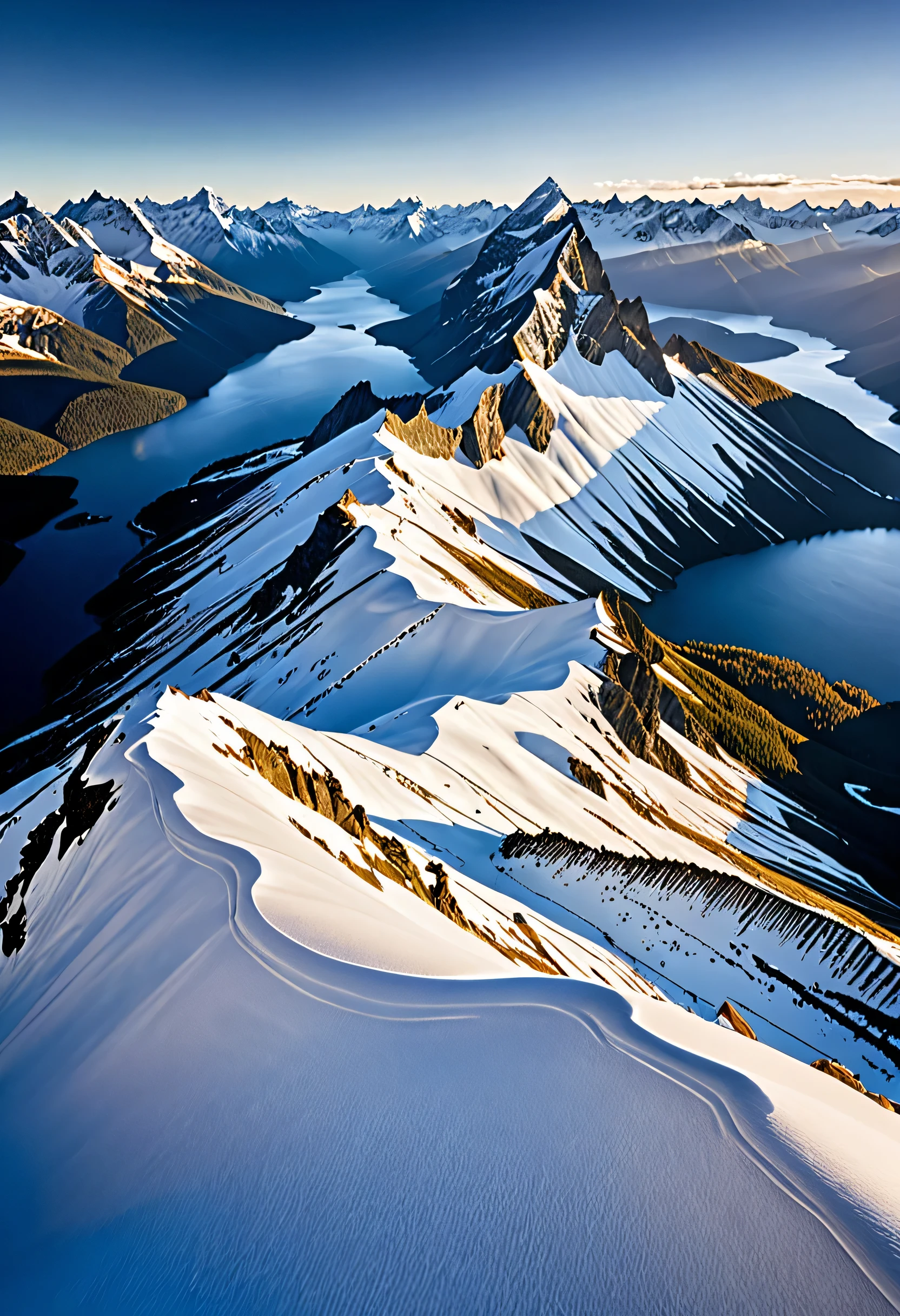 Scenery photography, snow mountain, Aerial View, snow scene, Cinematic lighting, National Geographic Photography, Martin Lark, (original photo, best quality), (actual, photo actual: 1.3), masterpiece, extremely delicate and beautiful, emphasize, The original, perfect lighting, (Extremely detailed CG: 1.2), Unite, 2k wallpaper, Amazon, Fine details