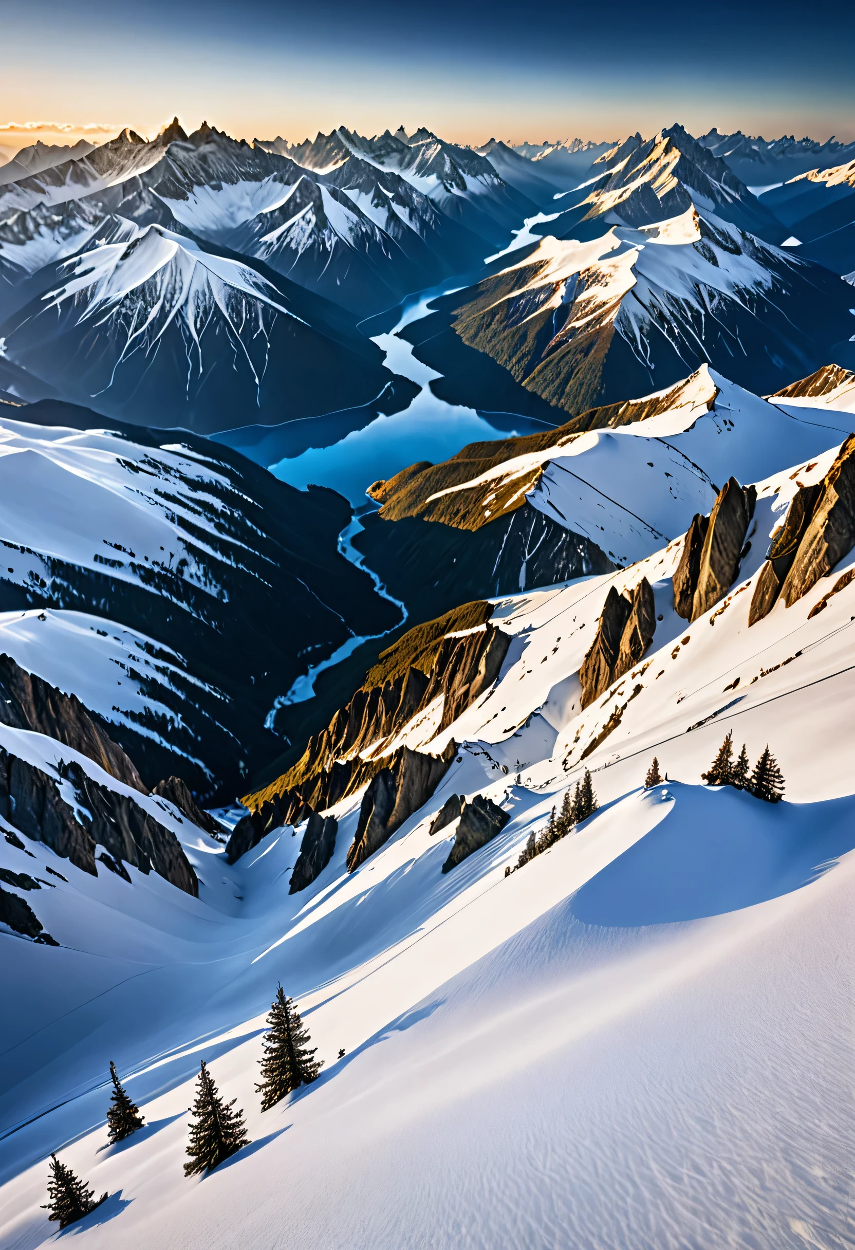 Scenery photography, snow mountain, Aerial View, snow scene, Cinematic lighting, National Geographic Photography, Martin Lark, (original photo, best quality), (actual, photo actual: 1.3), masterpiece, extremely delicate and beautiful, emphasize, The original, perfect lighting, (Extremely detailed CG: 1.2), Unite, 2k wallpaper, Amazon, Fine details