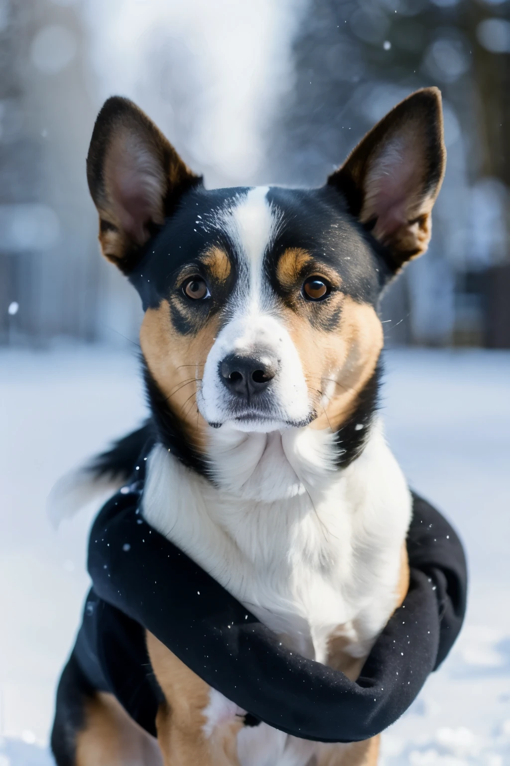 One dog in snow