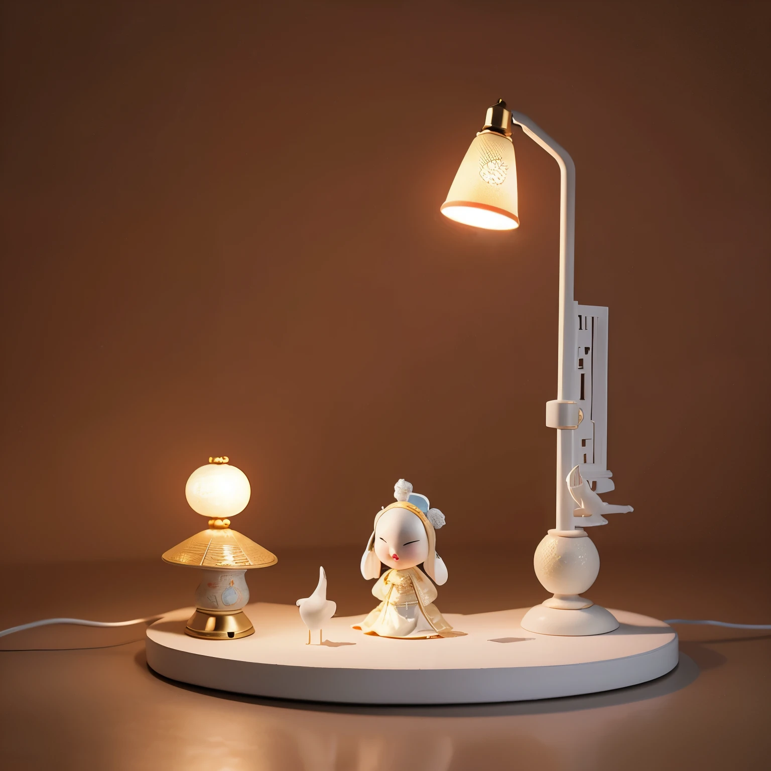 Industrial design desk lamp night light,Tang Sancai Tang Dynasty elements Chinese traditional elements beautiful curved Tang Sancai dolls,White appearance, beautiful lighting, economical appearance and cute appearance