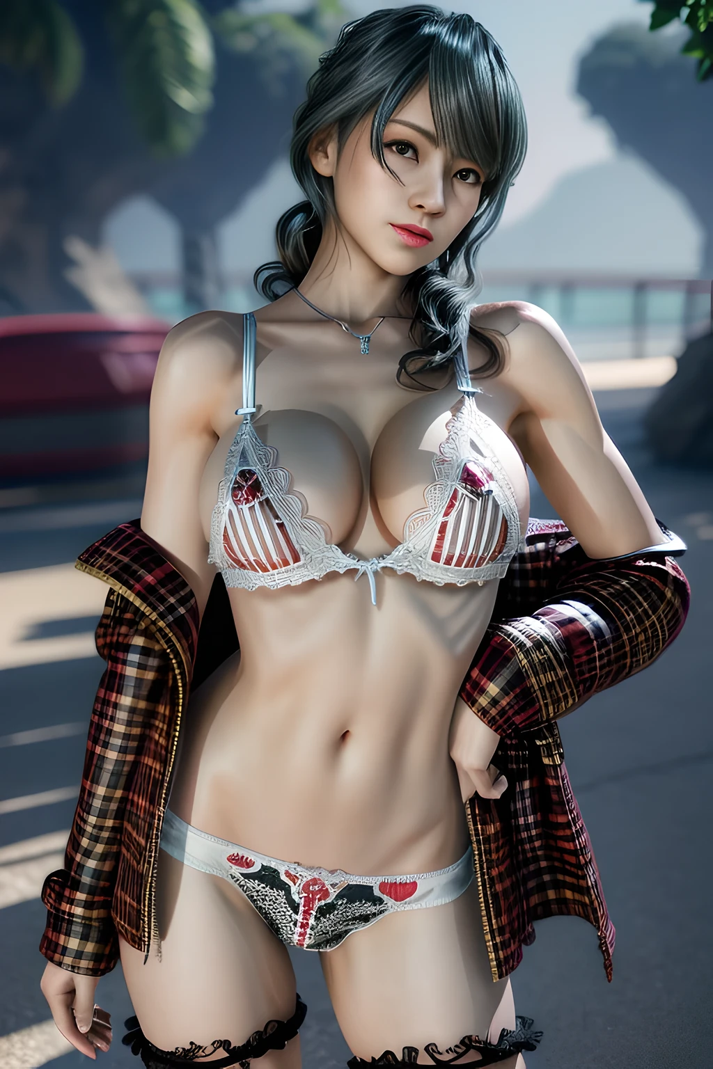 night,1 girl,vampire princess,Sexy Lingerie, fur coat, stockings,Outdoor activities, (standing posture),jewelry,Lips slightly open, lustful smile, red lips,(Lactation:1.3),(huge breasts:1.4),skin shiny,((8k, original photo, top quality, masterpiece), HD RAW color photos professional close-up photos), (actual, photorealism: 1.37), (best quality), (Best shadows),ultra high resolution, HD CG unified 8K wallpaper,soft sunshine,clothing details, alone,ring