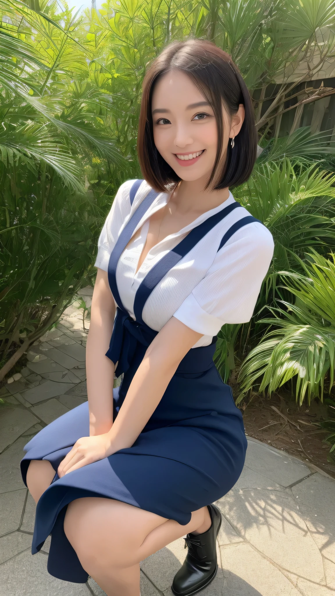 ((highest quality、8k、masterpiece:1.3))、1 girl、The beauty of slim abs:1.3、(hairstyle casual、huge tit:1.2)、super detailed face、delicate eyes、double eyelid、laughter、Home、vest、alcohol、40Year、housewife、smile、The wife next door、charm、cleavYear、big ass、skirt、About 40、Rear view、squat、