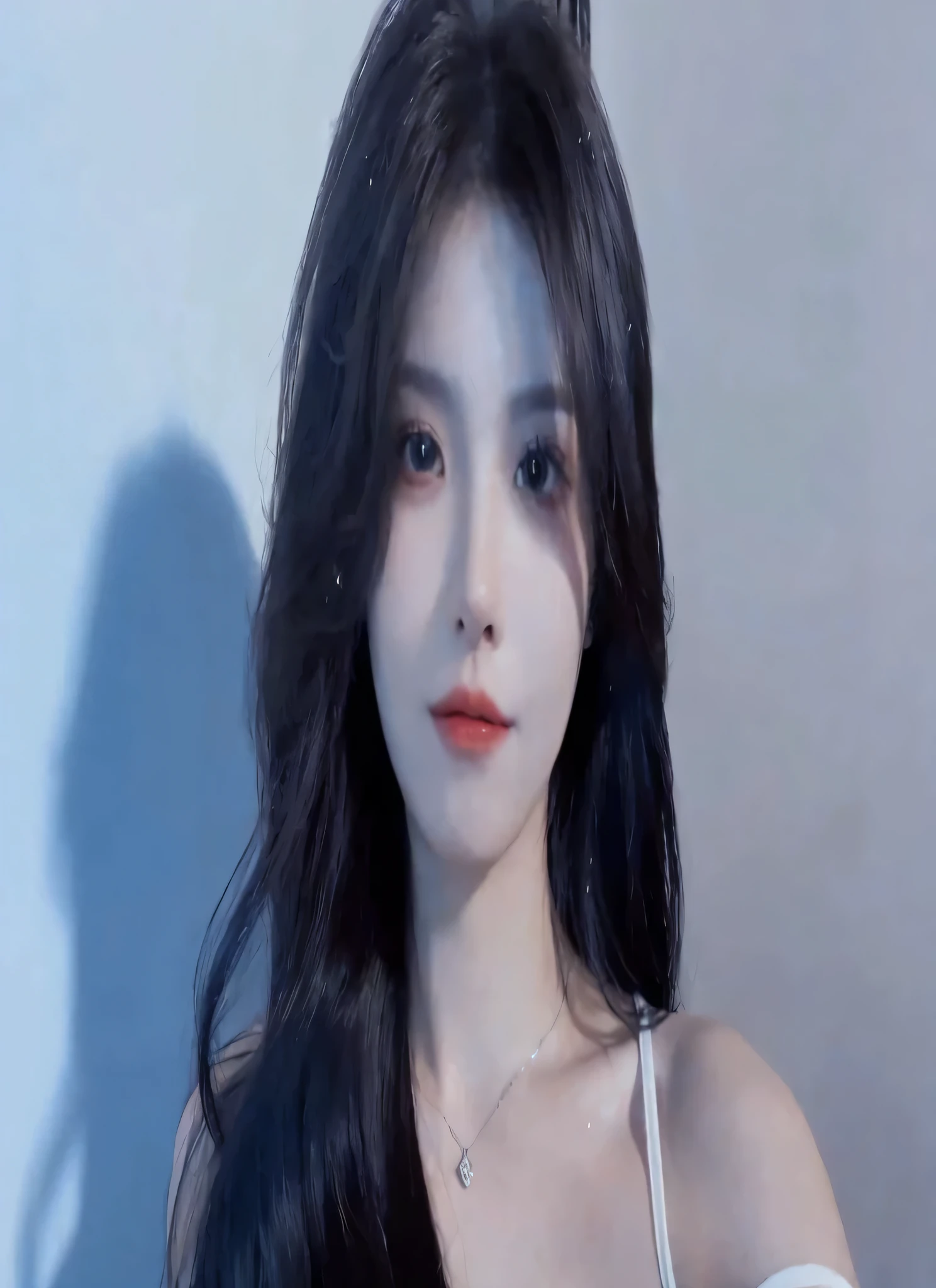 woman with long hair wearing a white dress, 8k female genie, beautiful aesthetic face, full body, sexy