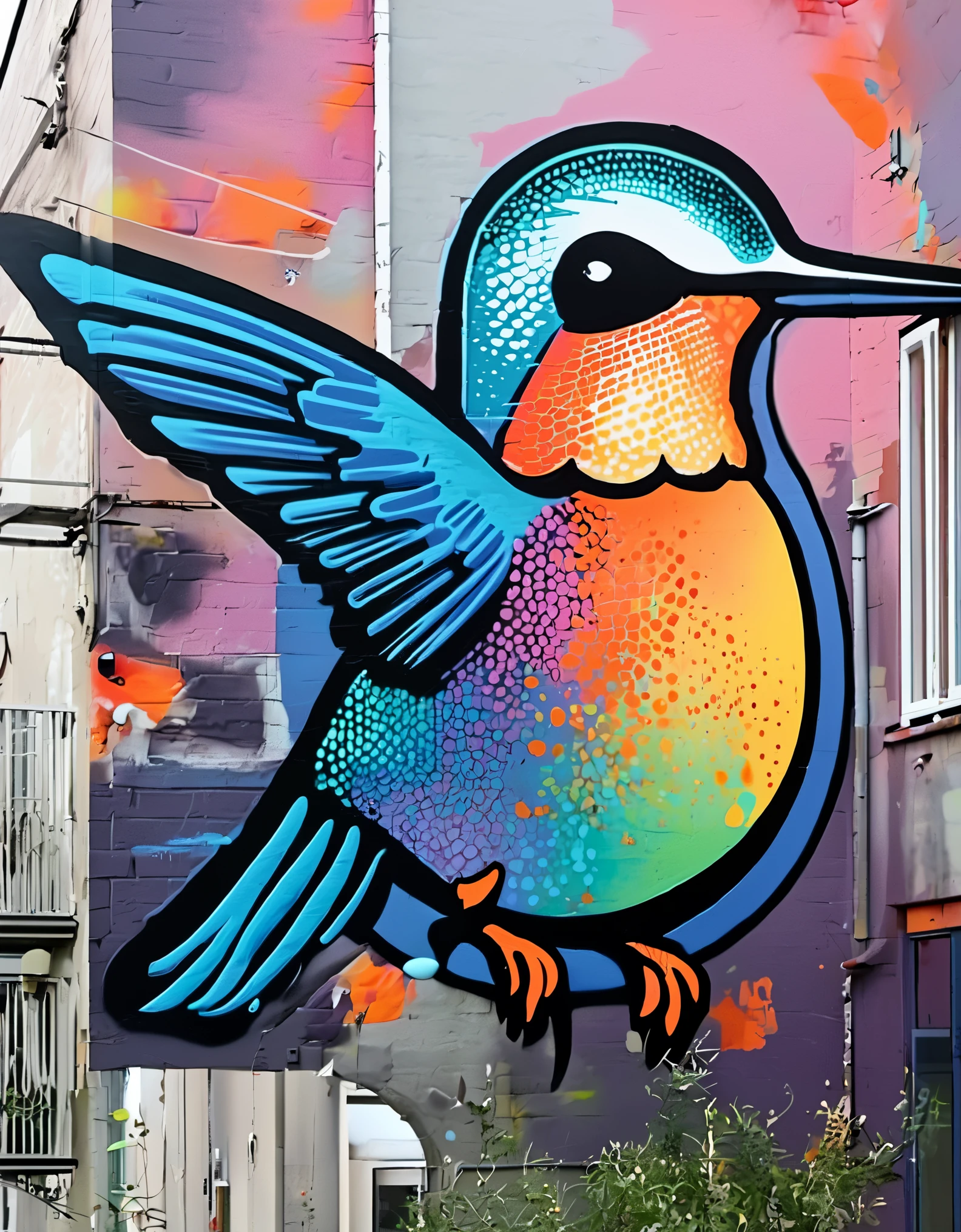 hummingbird， street art , Graffiti ,