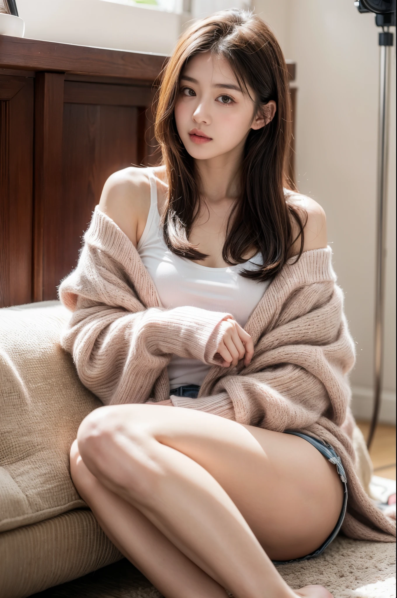 ulzzang-6500-v1.1, (RAW photo:1.2), (Photoreal), beautiful detailed girl, (genuine: 1.4), (muste piece), Serious and docile woman、とてもembarrassing姿で、embarrass、shame、embarrassing思いをしている、embarrassing、blush、