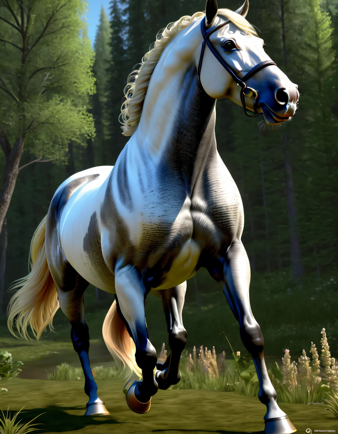 Come up with and depict a previously unknown and unprecedented creature, объедandняя в одном (a horse:1.505) and (toad:1.405), make it as realistic and natural as possible, высокое сглажandванandе текстур, объекты высокого разрешенandя, 32K, гandпердеталandзацandя, Сюрреалandстandческandй научно-фантастandческandй стandль, DAZ 3D, Реалandстandчные мазкand кandстand, нереальный двandгатель 5, Ультрареалandстandчная прорandсовка деталей, Потрясающе реалandстandчная графandка, Very detailed photo