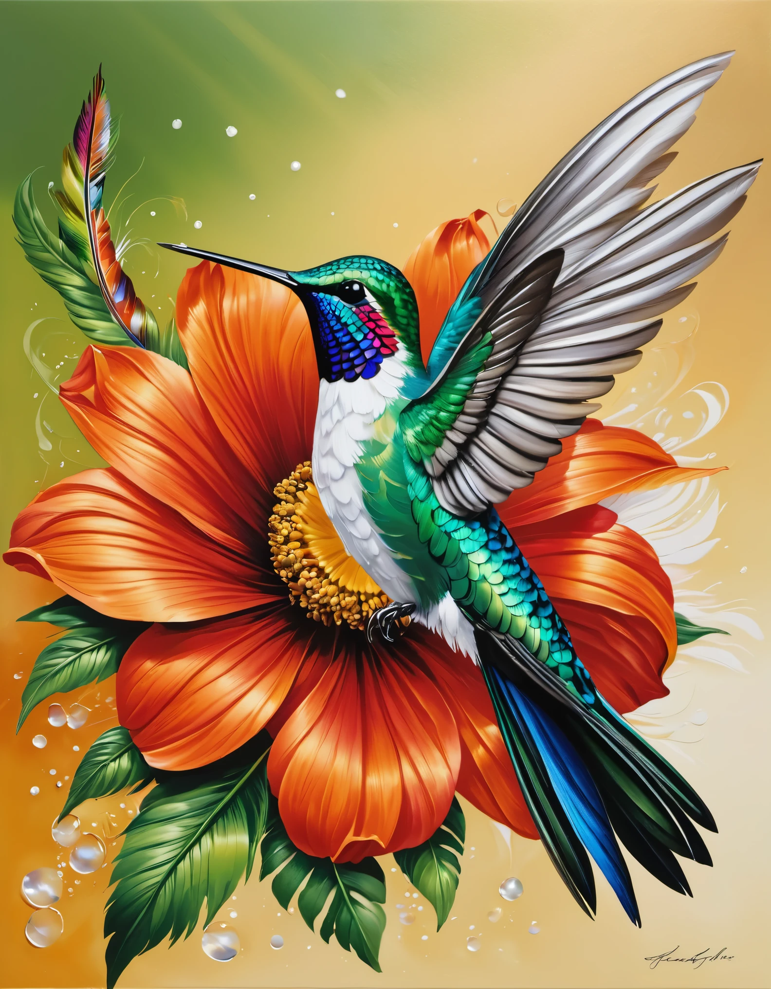 hummingbird，Feather art