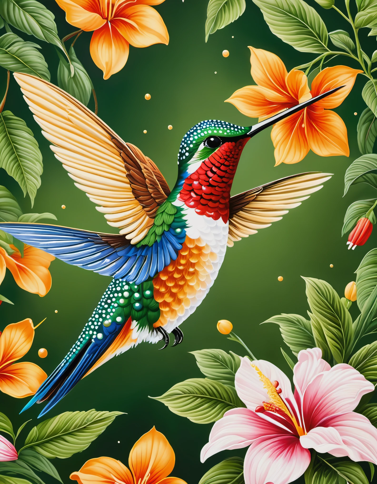 hummingbird，The art of dot painting