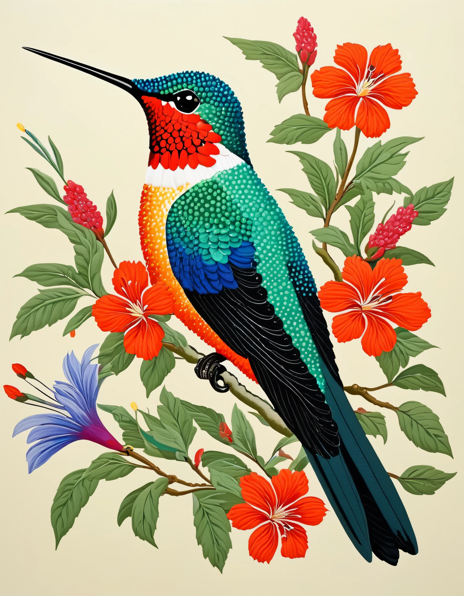 hummingbird，The art of dot painting