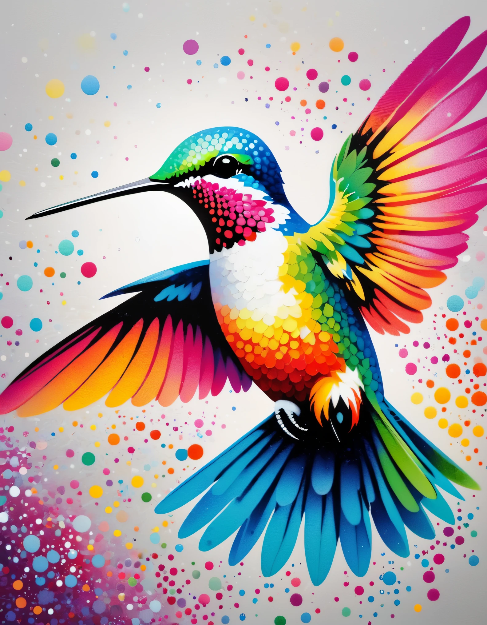 hummingbird，The art of dot painting