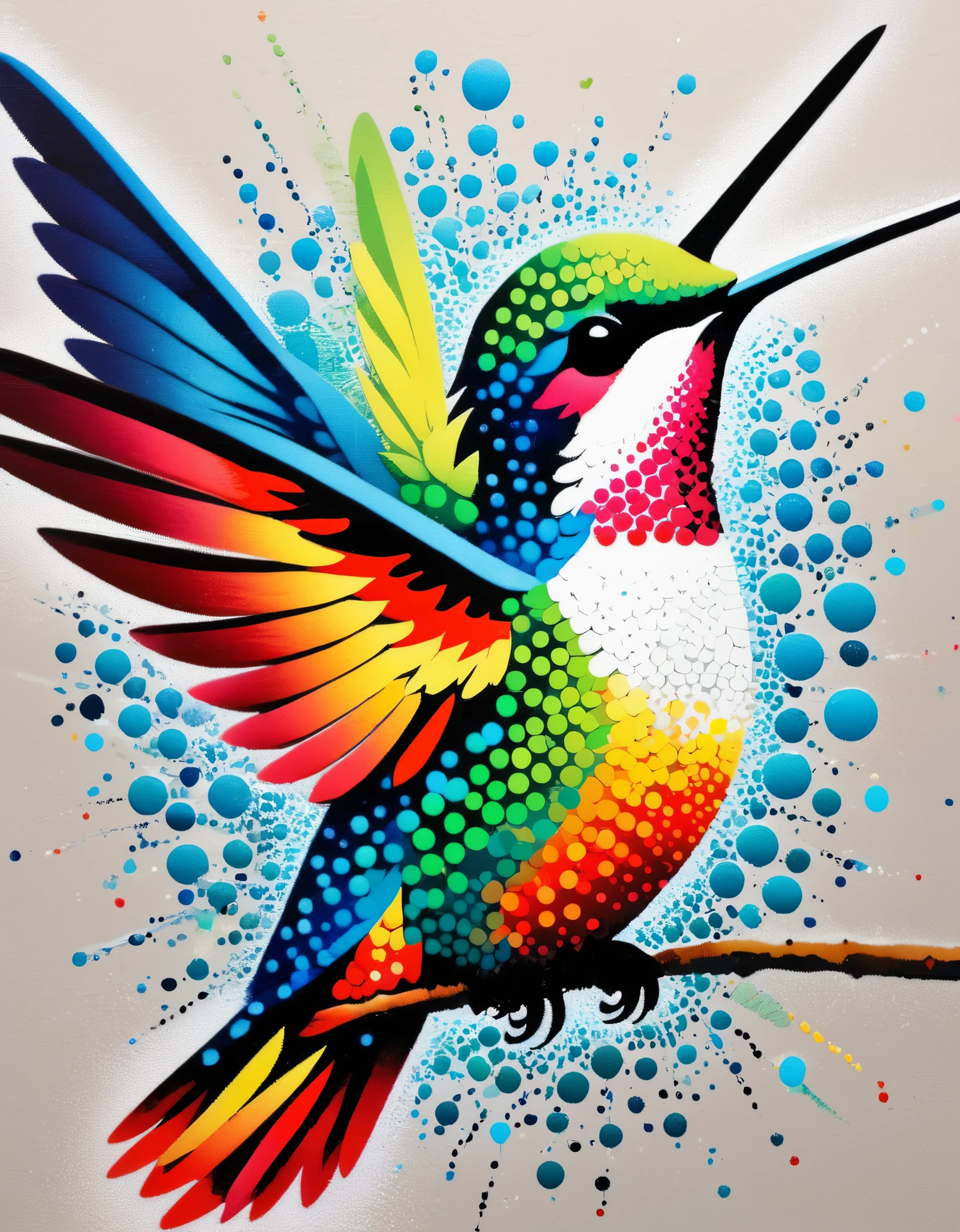 hummingbird,The art of dot painting