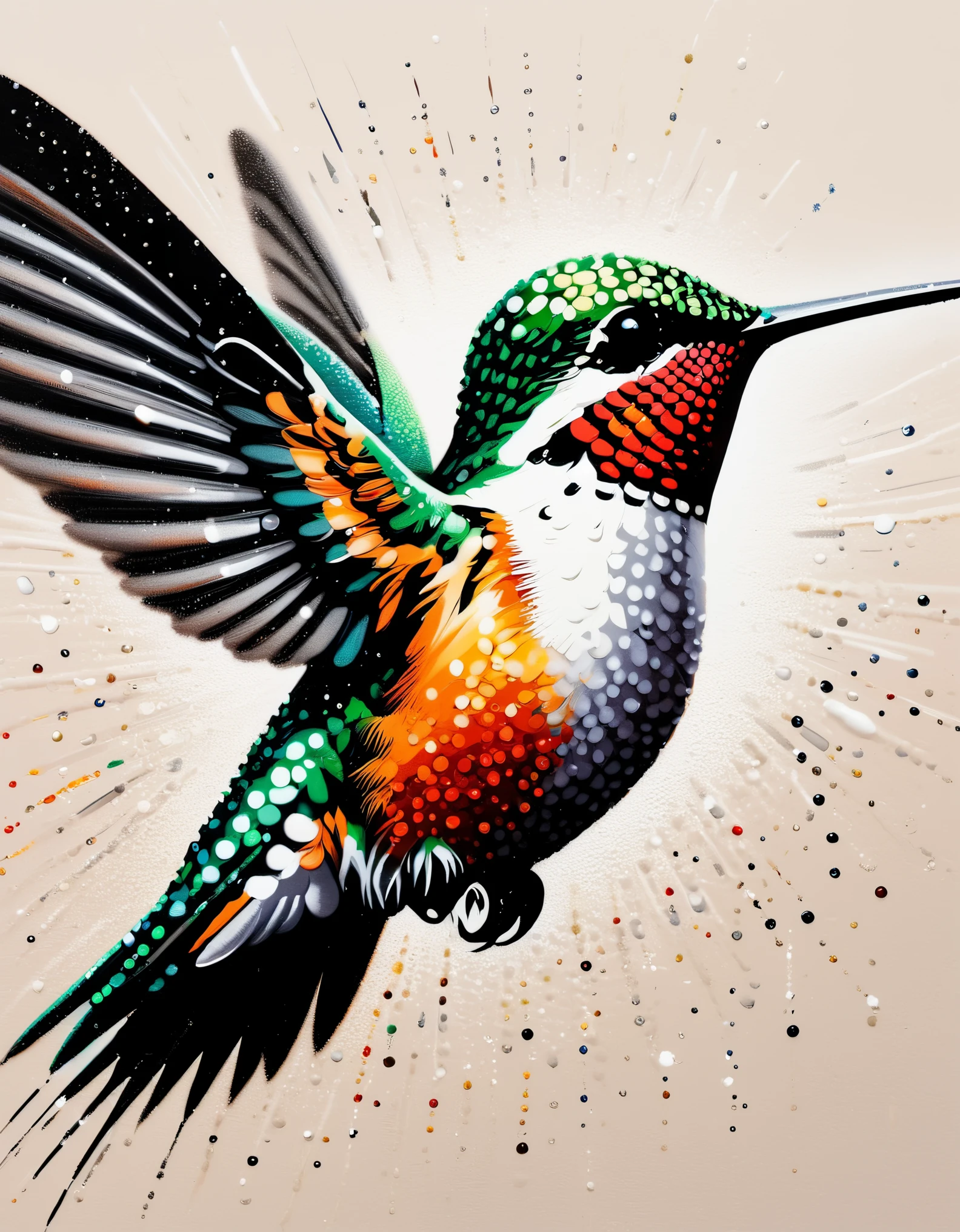 hummingbird，The art of dot painting