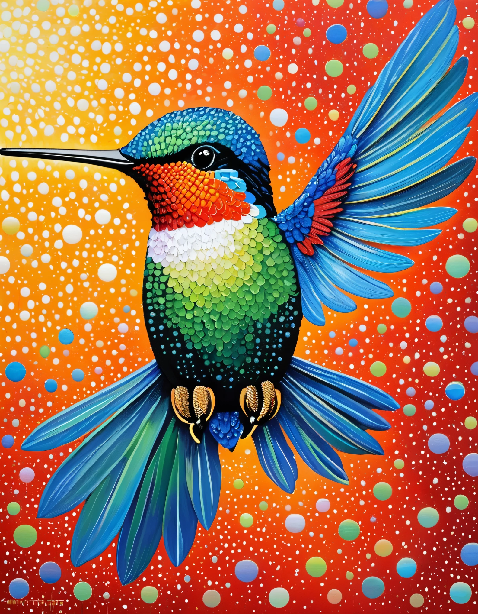 hummingbird，The art of dot painting，dot art