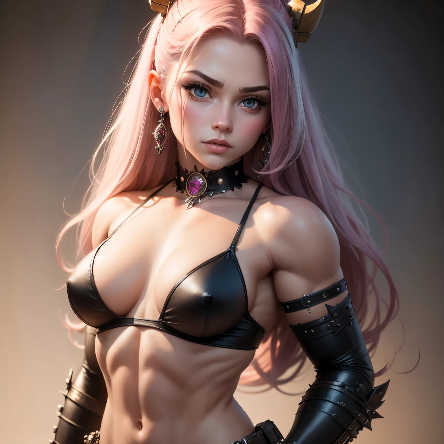 A bit Muscular Doll face Punked Princess, realistic